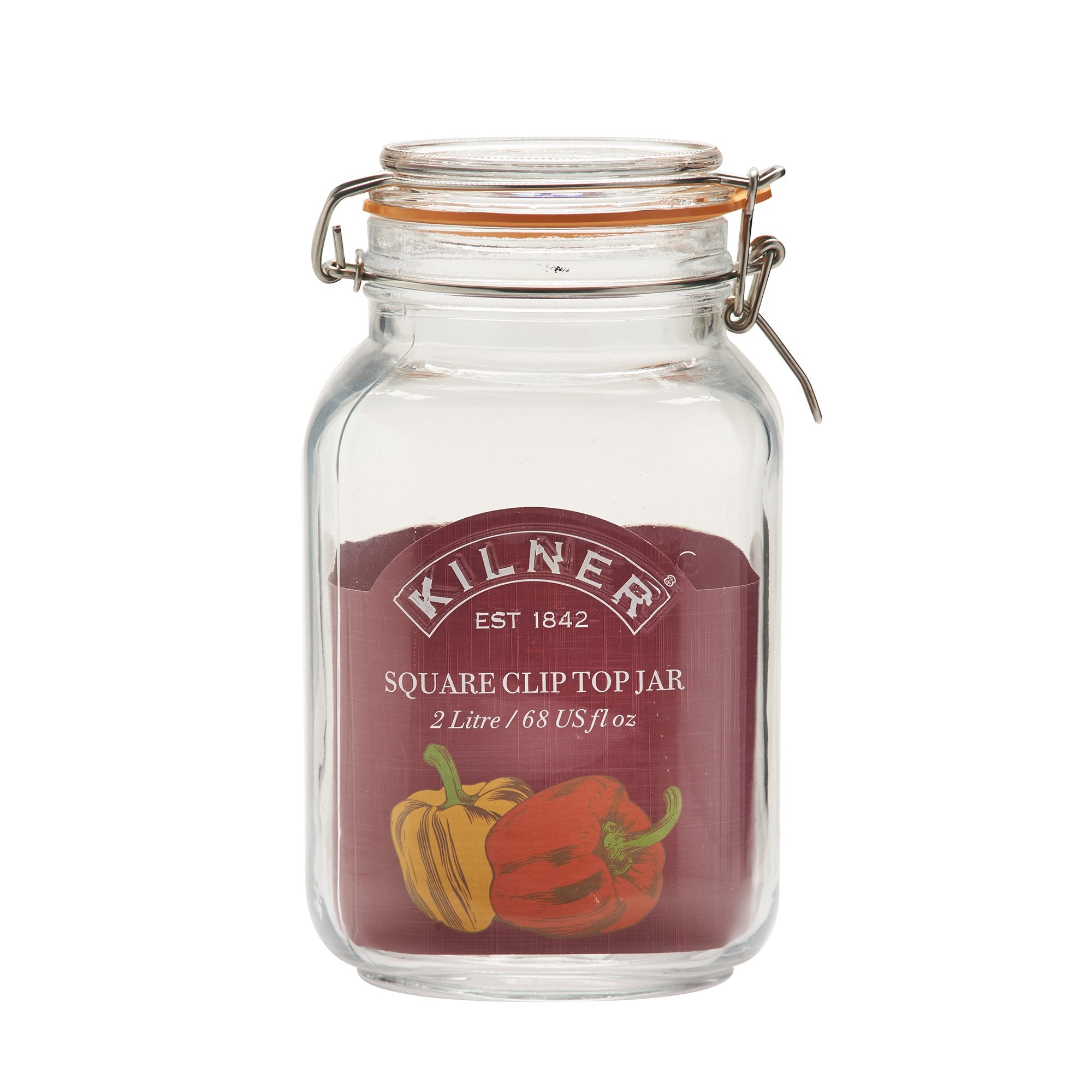 Kilner Square Clip Top Jar 2Ltr Preservation Jar, Storage Jar, Jam Jar With Cliptop Lid