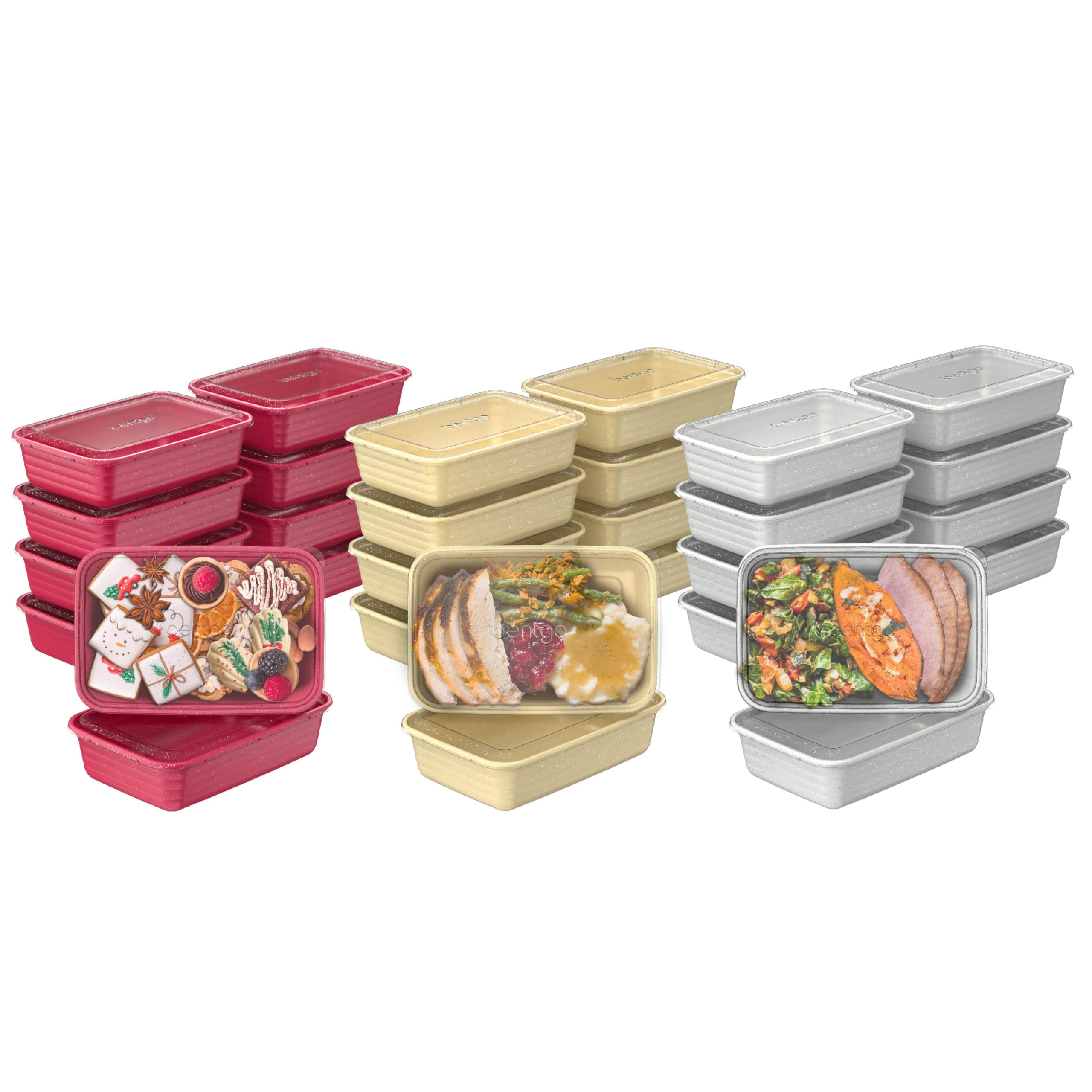Bentgo Prep 60-Piece Holiday Food Storage Set - 1-Compartment Meal Prep Containers, 4-Cup Capacity, Reusable, Durable, PFAS & BP