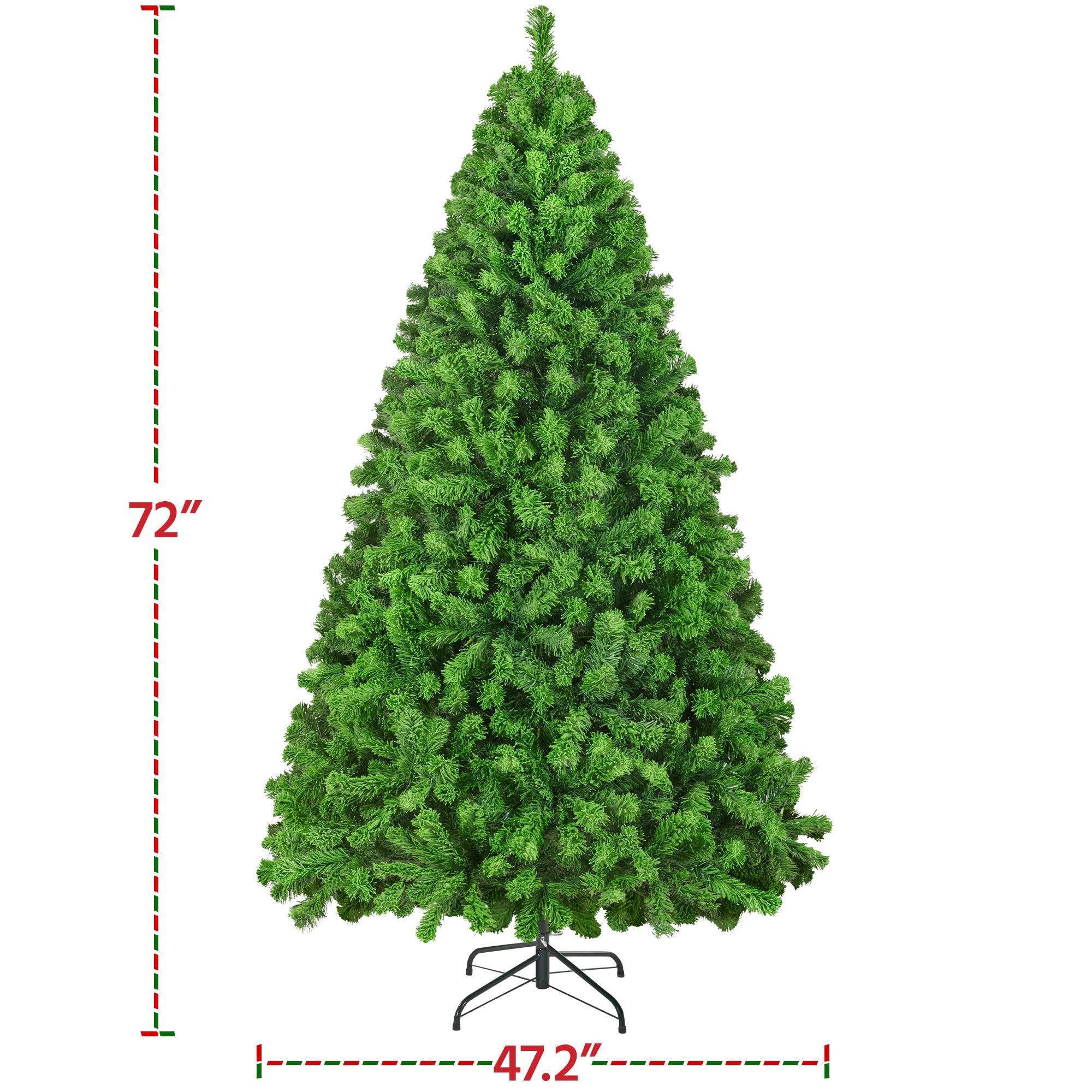 Yaheetech 6ft Pre-lit Artificial Christmas Tree with Incandescent Warm White Lights, Flocked Full Prelighted Xmas Tree with 820