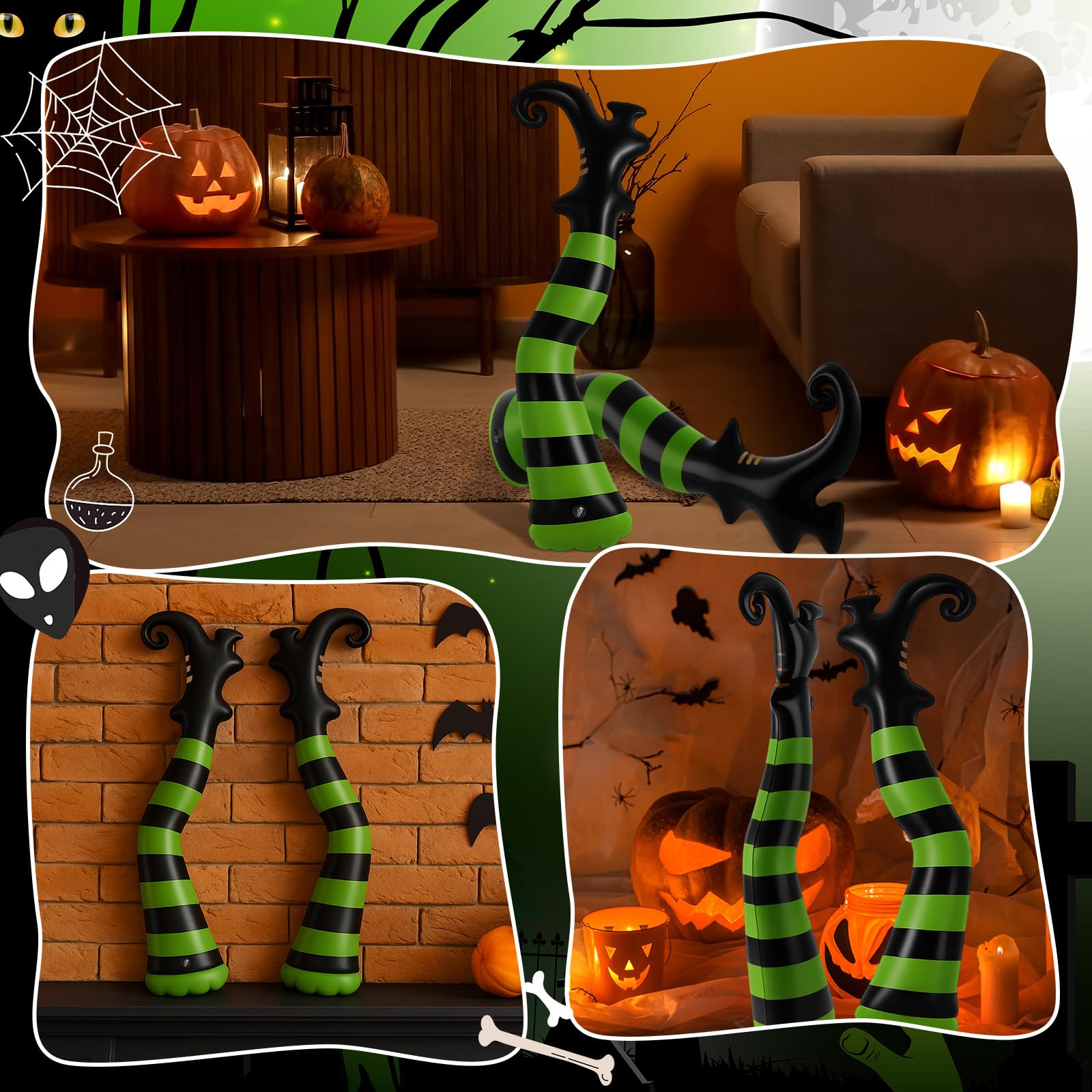 Soulchen Set of 2 Halloween Witch Legs Yard Decoration 27.6 x 7.9 Inch Inflatable Evil Witch Legs Props Large Halloween Upside D