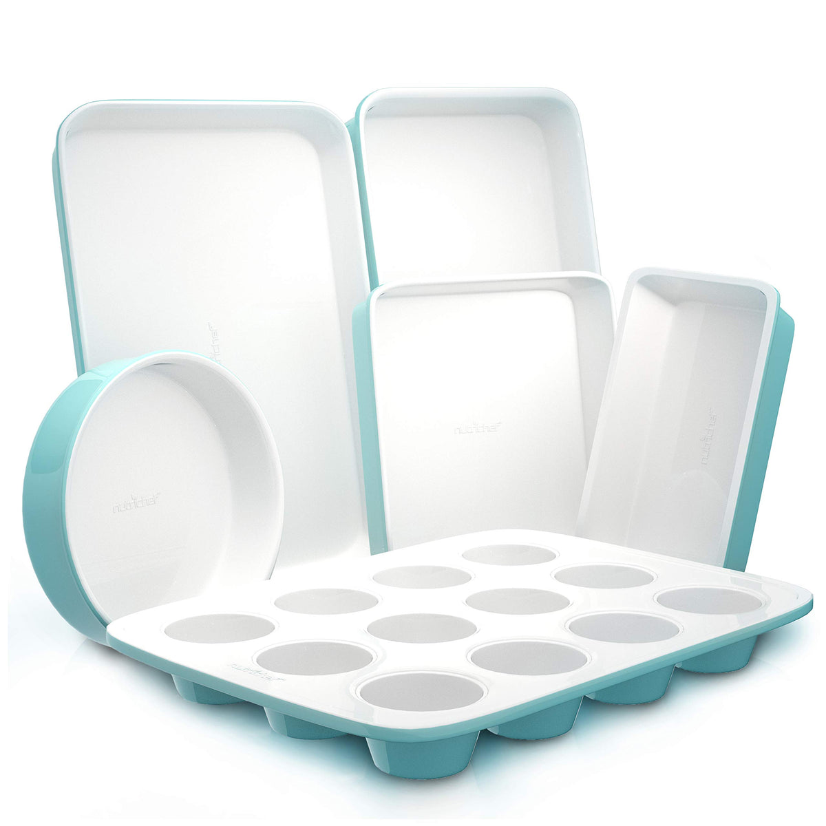 Nutrichef 6-Piece Baking Pan Set, Premium Carbon Steel Bakeware With Durable Ceramic Non-Stick Coating - Includes Wide Baking Pa