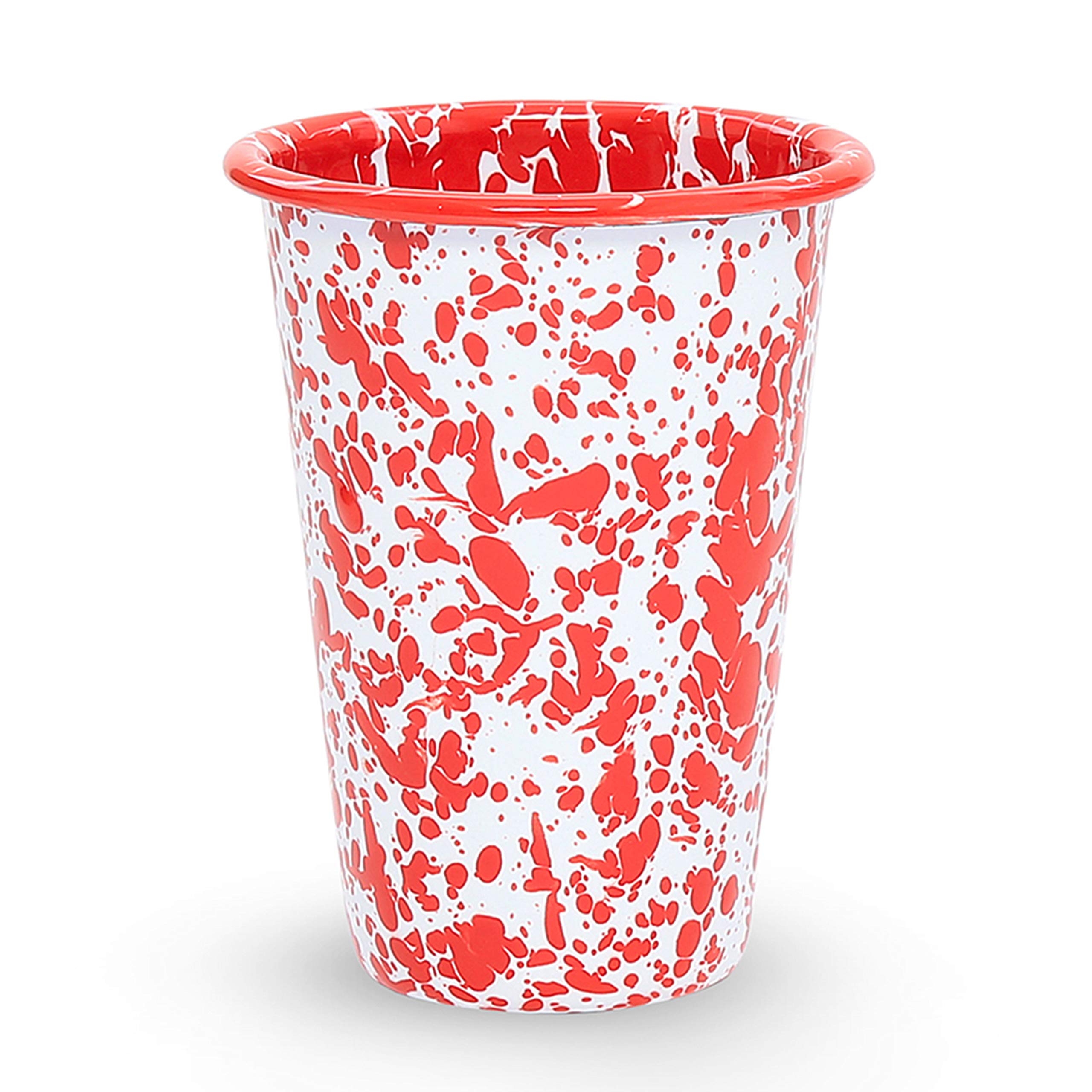 Crow Canyon Home Enamelware Tumbler, 14 Ounce, Red/White Splatter (Set Of 4)