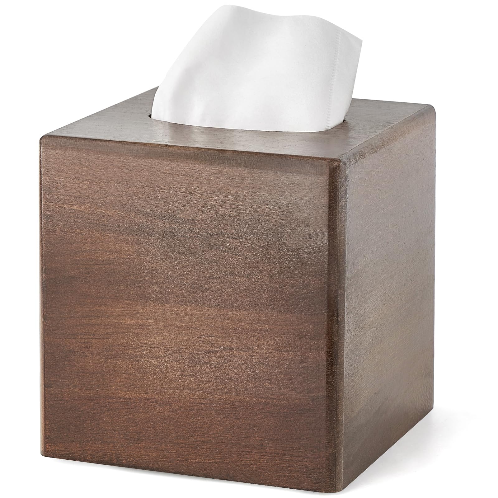 Mkono Tissue Box Cover Square Open-Bottom Wood Tissue Box Holder Decorative Facial Cube Organizer Modern Farmhouse Decor for Bat