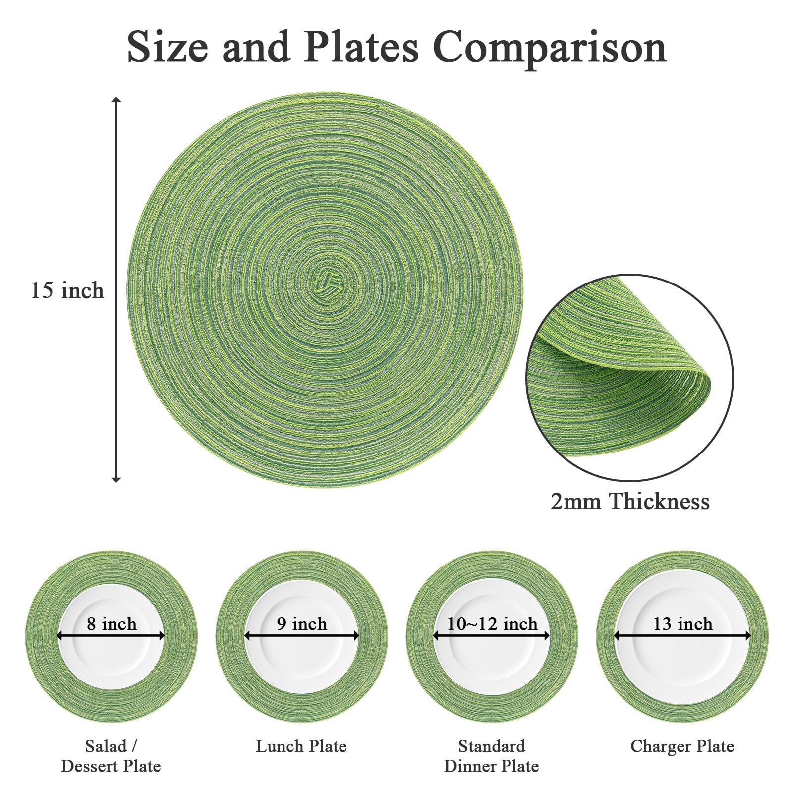 SHACOS Round Placemats Set of 6 for Dining Tables 15 inch Cotton Braided Placemats Washable Reversible for Kitchen Holiday Party
