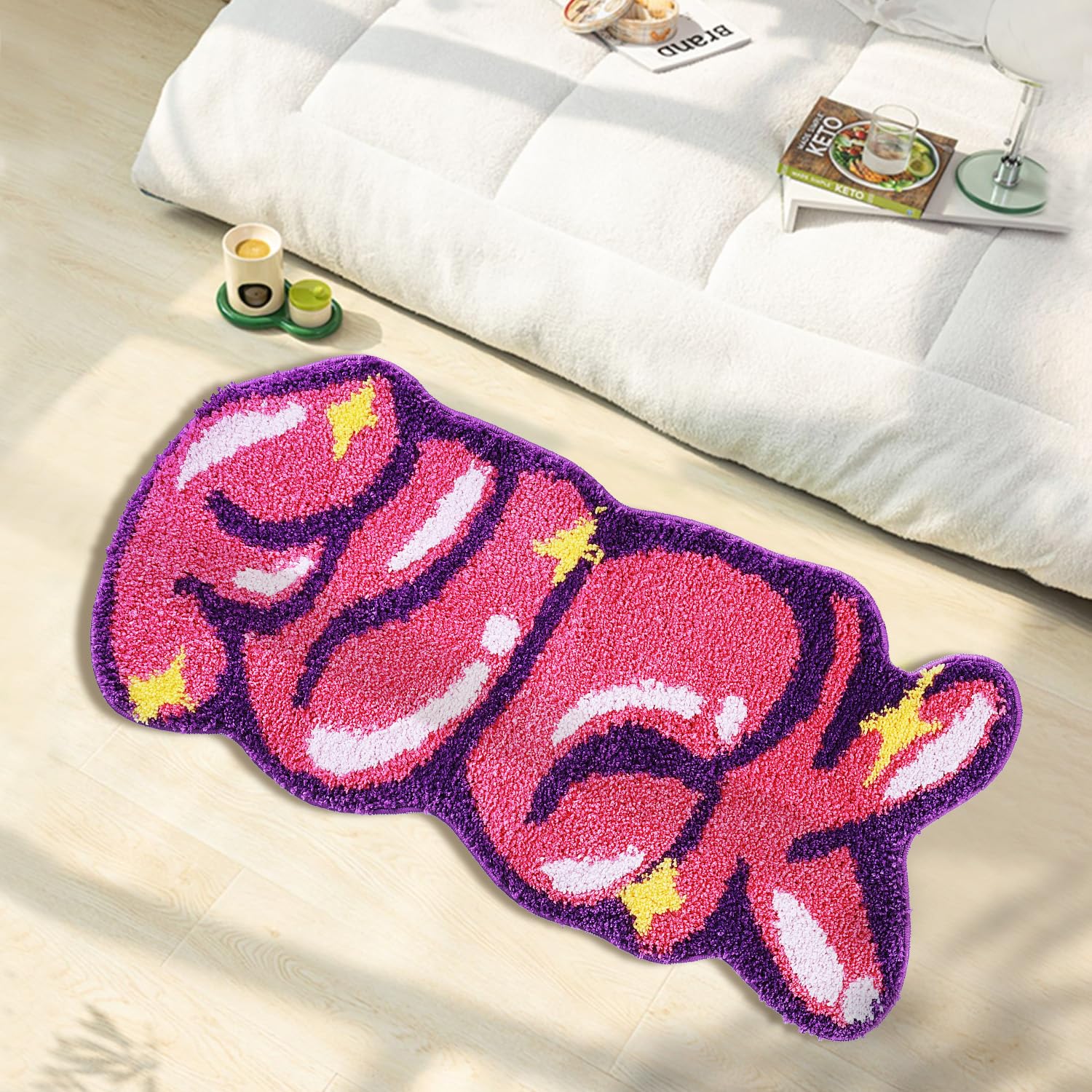 Comblue Pink Funky Cute Bathroom Rugs, Funny Bath Mat Non Slip For Bathroom Floor, Extra Soft Absorbent Plush Microfiber Cool Ru