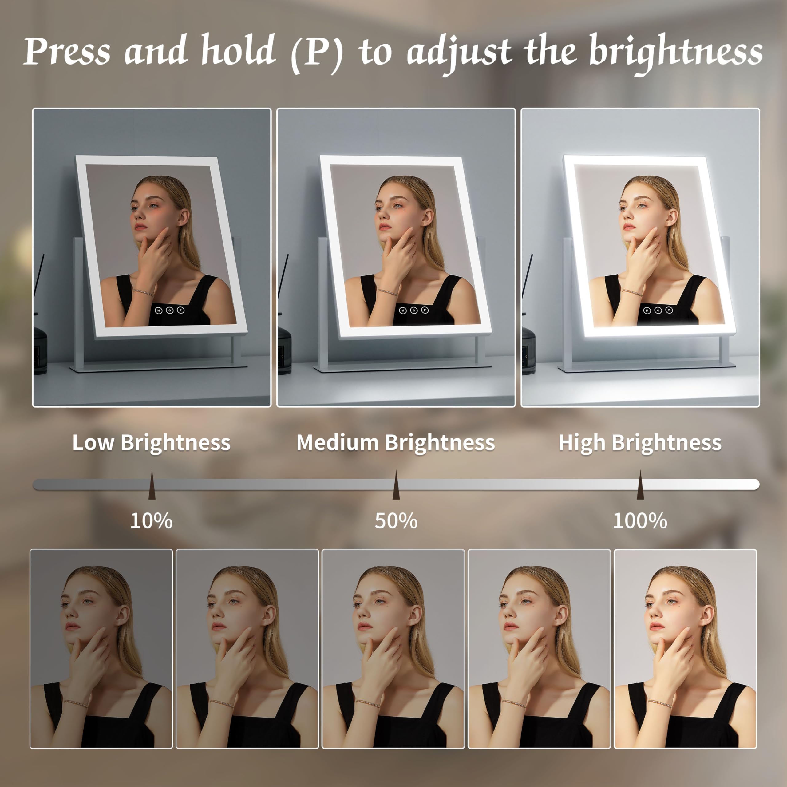 Yumelivi Hollywood Vanity Mirror With Lights, 16.7X13.2, 3 Color Modes, Smart Touch Control, 360 Rotatable, Perfect For Bedroom