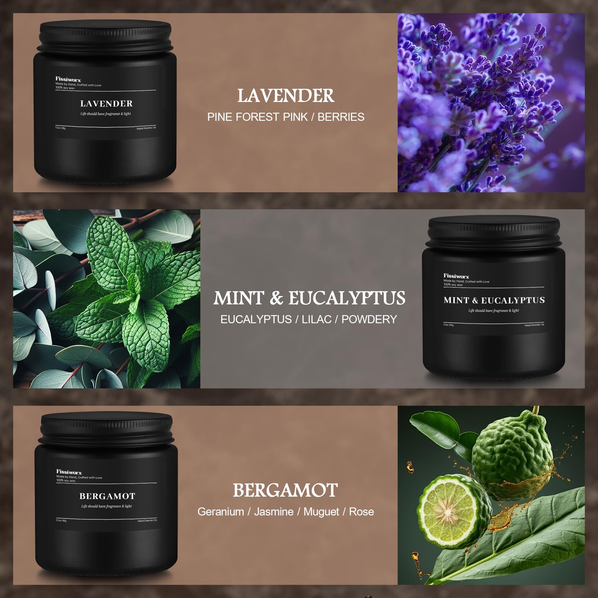 9 Pack Scented Candles Set Gifts for Men, Aromatherapy Candle Set with Scents (Lavender/Lemongrass &Eucalyptus/Bergamot)- Gift f