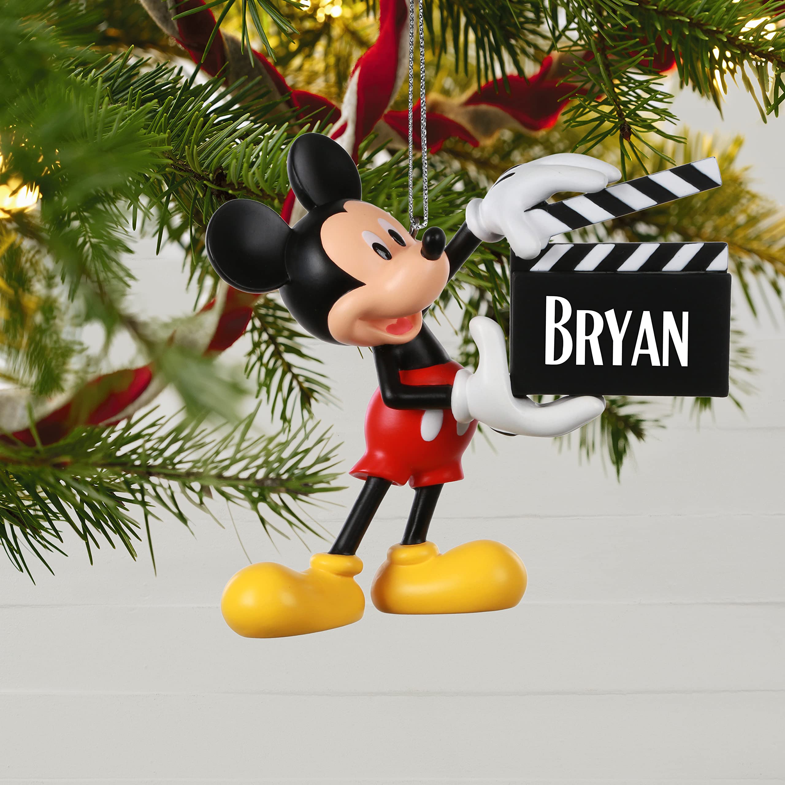 Hallmark Keepsake Disney Personalized Christmas Ornament, Mickey Mouse with Clapperboard, Custom Name Gift