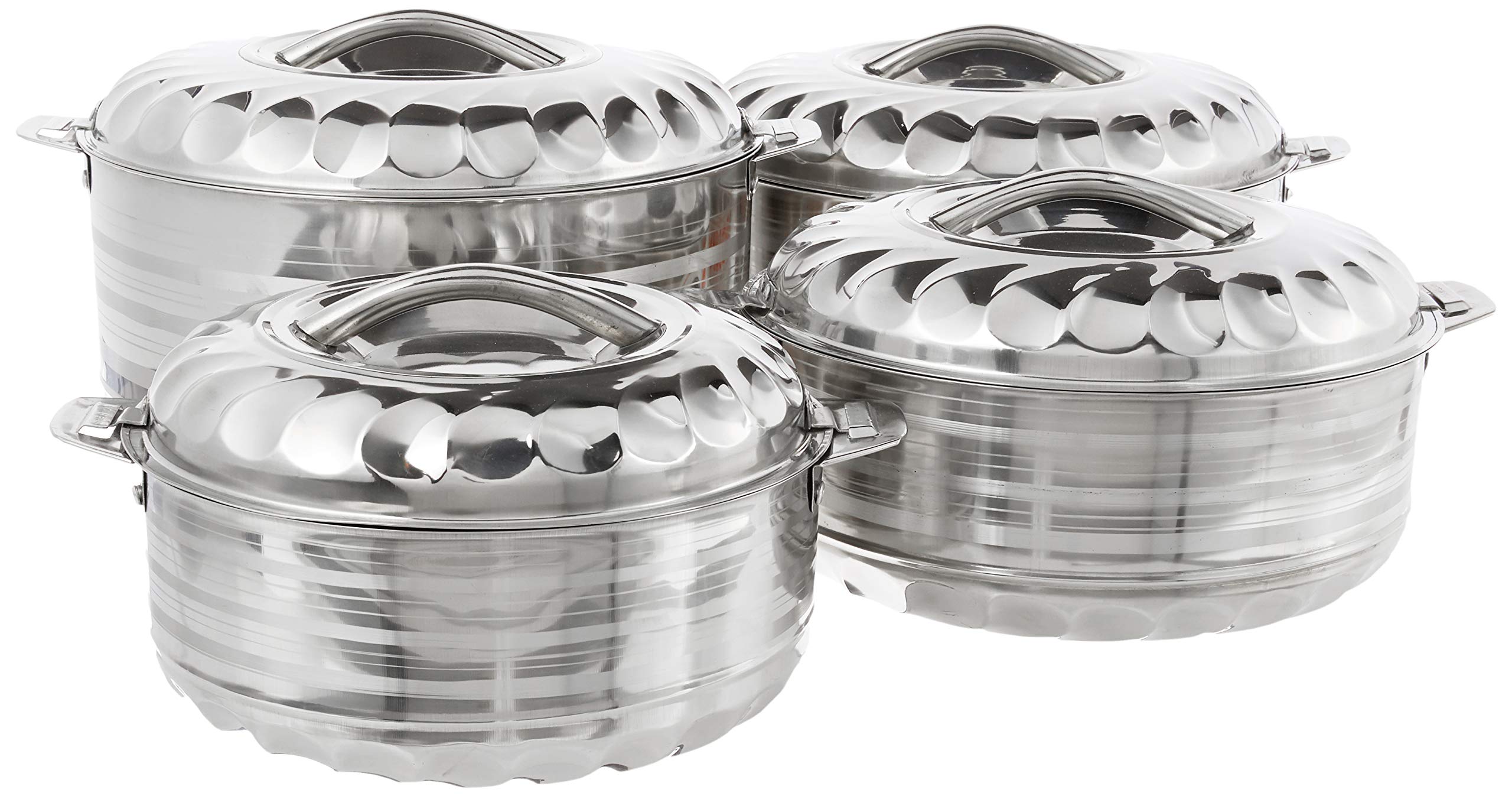 Vinod 4-Piece Insulated Casserole Food Warmer/Cooler Hot Pot Gift Set, 4000Ml+5000Ml+7500Ml+10000Ml, Stainless Steel