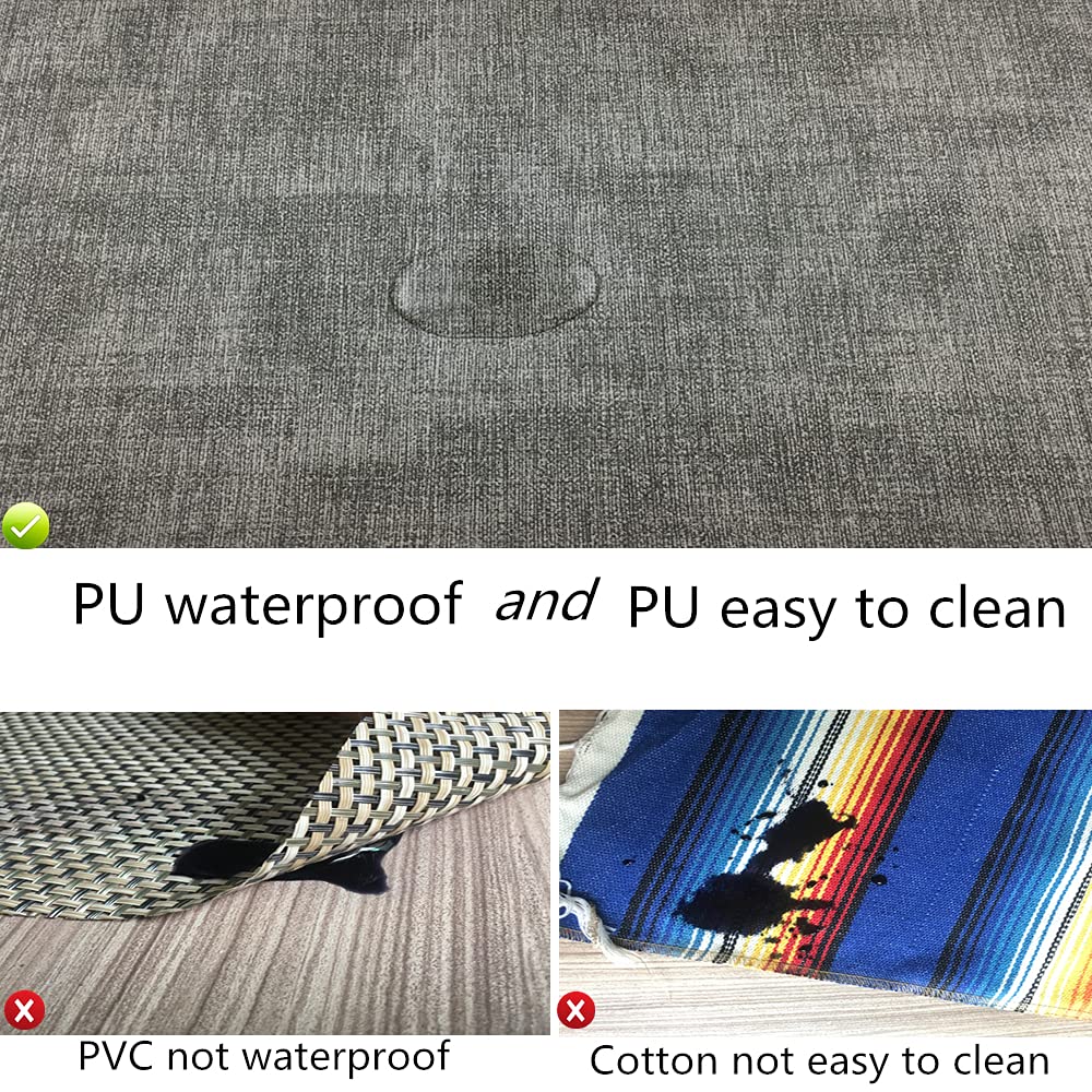 Wazaigur Waterproof Easy To Clean Non-Slip Heat Resistant Thick Faux Leather Placemats For Dining Table Set Of 8,Light Grey