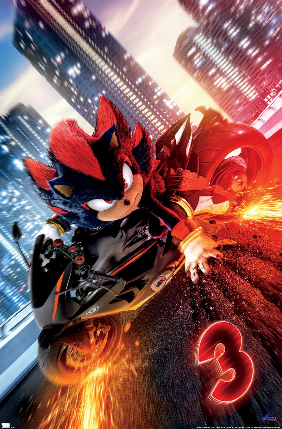 Trends International Sonic The Hedgehog 3 - Shadow Motorcycle One Sheet Wall Poster, 34L X 22.4W, Unframed Version