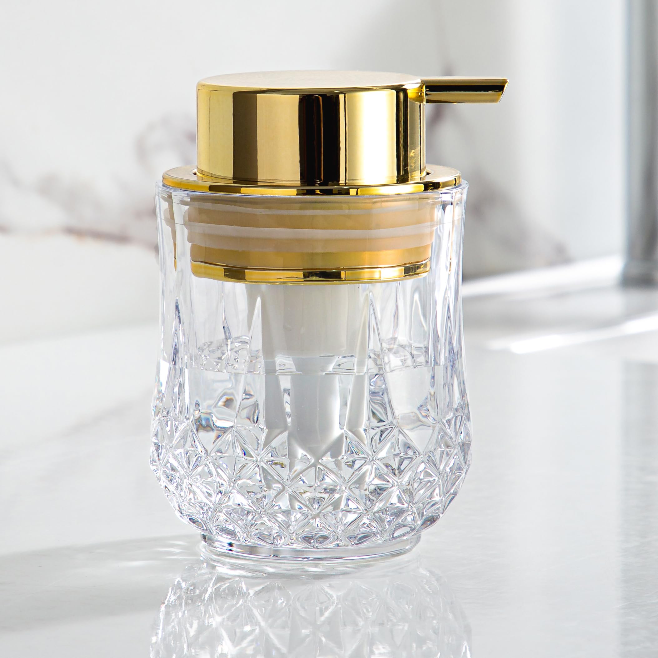 Foaming Soap Dispenser, Bathroom Hand Foam Soap Dispensers For Gold Pump,Glass Refillable Dish Soap Dispenser,Modern Home Soap D