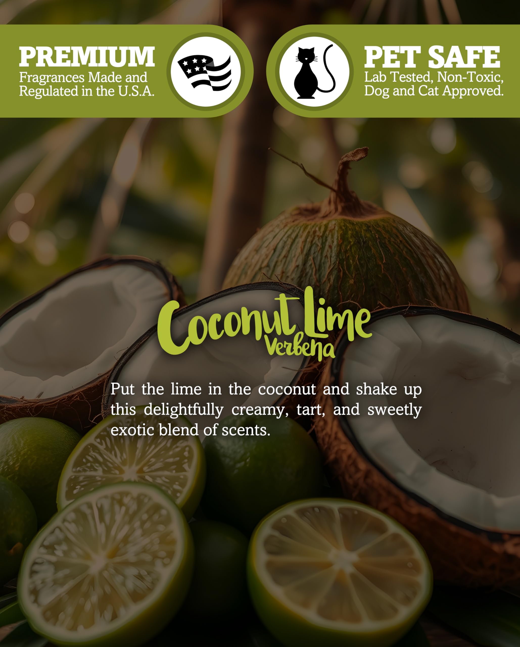 Shortie's Candle Company Coconut Lime Verbena Wax Melts - Formula 117-1 Highly Scented 3 Oz. Bar - Made with Natural Oils - Frui