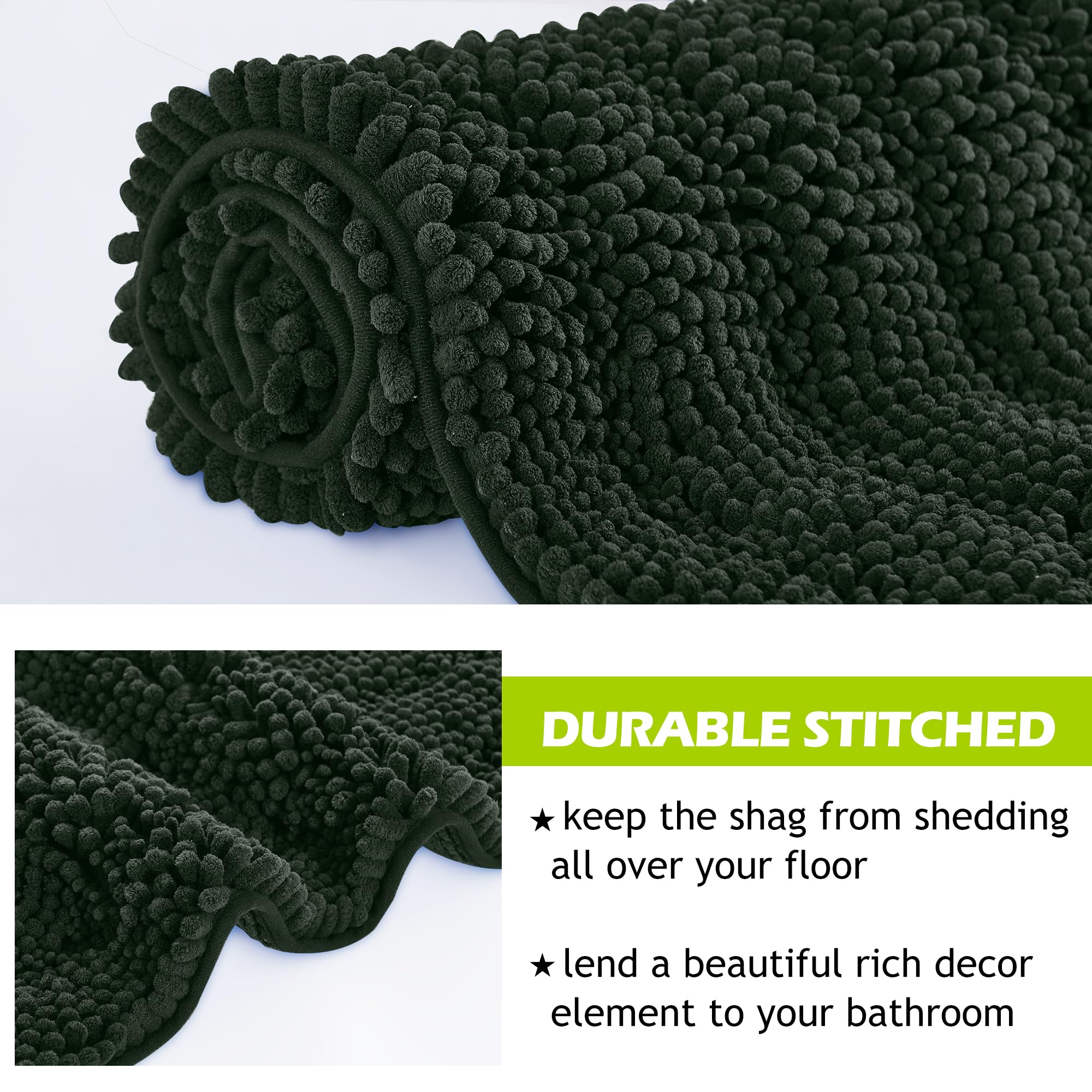 Bathroom Rugs - Soft Bath Mat Water Absorbent Non-Slip Thick Shaggy Shower Carpe, Machine Washable, Plush Carpet Runner For Tub