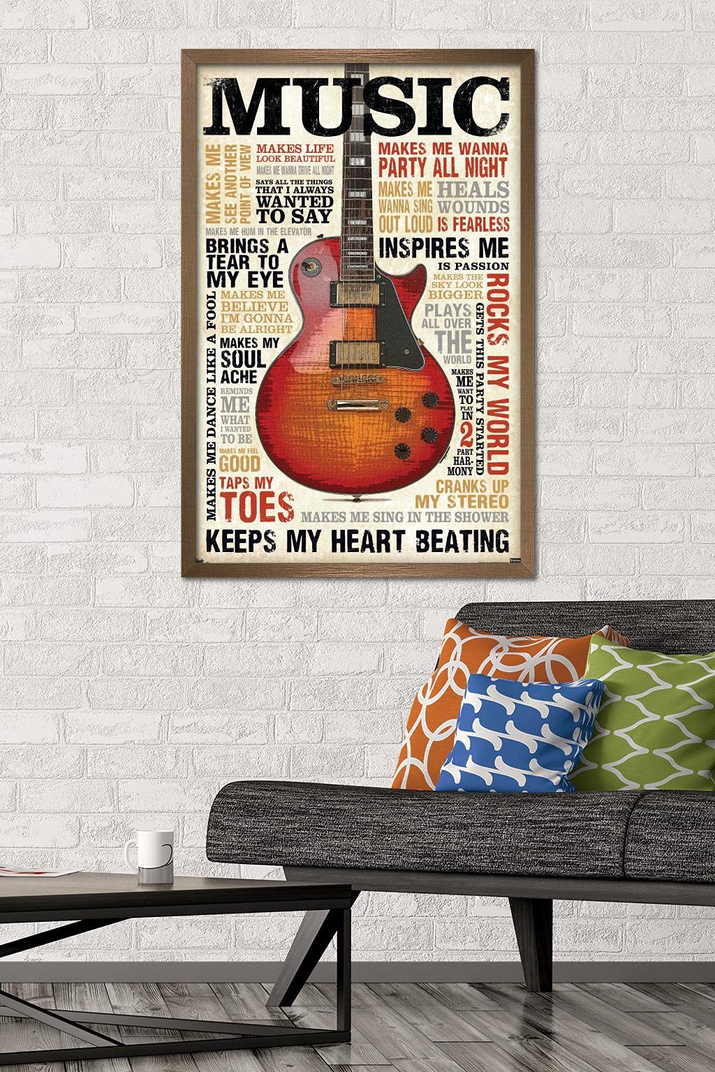 Trends International Music Inspires Me Wall Poster, 22.375'' X 34'', Bronze Framed Version