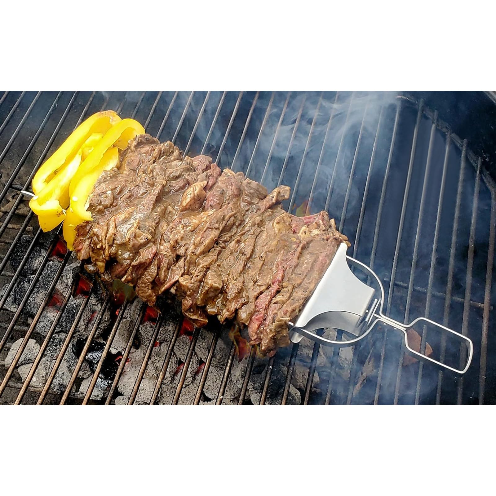 Skewers For Kabobs Set Of 2, 14 Inch 3-Prongs Metal Kabob Skewers Stainless Steel Flat Skewers With Slider For Grilling Meat, Ve