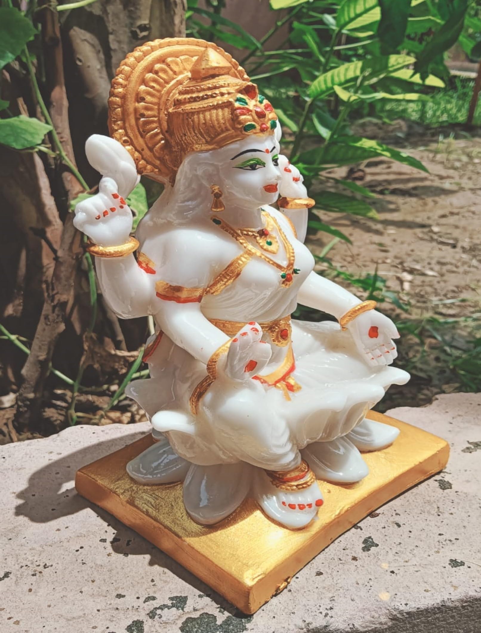 Ani Divine Marble Laxmi Ganesh Statue Laxmi-Ganesh Idols For Home Office Dcor 7 Inch (White) Home Temple Office Diwali Gift Deco