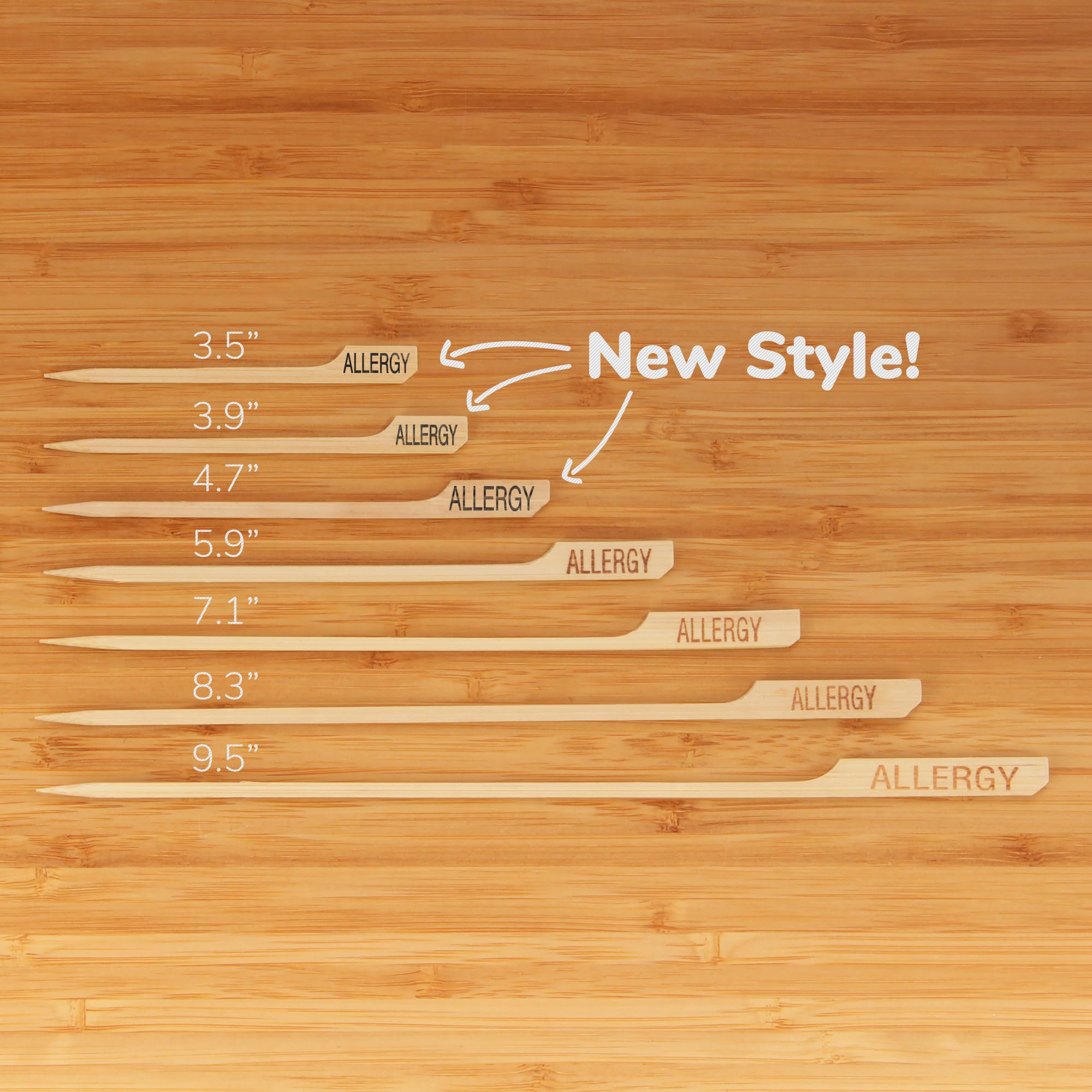 BambooMN 4.7'' Food Allergy Marking Natural Bamboo Paddle Picks Sticks for Catered Events  Holiday's  Restaurants or Buffets Party Supplies  300 Pieces