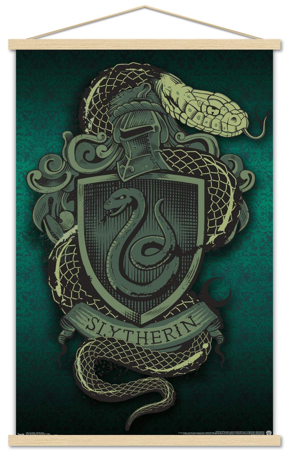 Trends International The Wizarding World: Harry Potter - Slytherin Snake Crest Wall Poster, 22.375'' X 34'', Premium Print And B