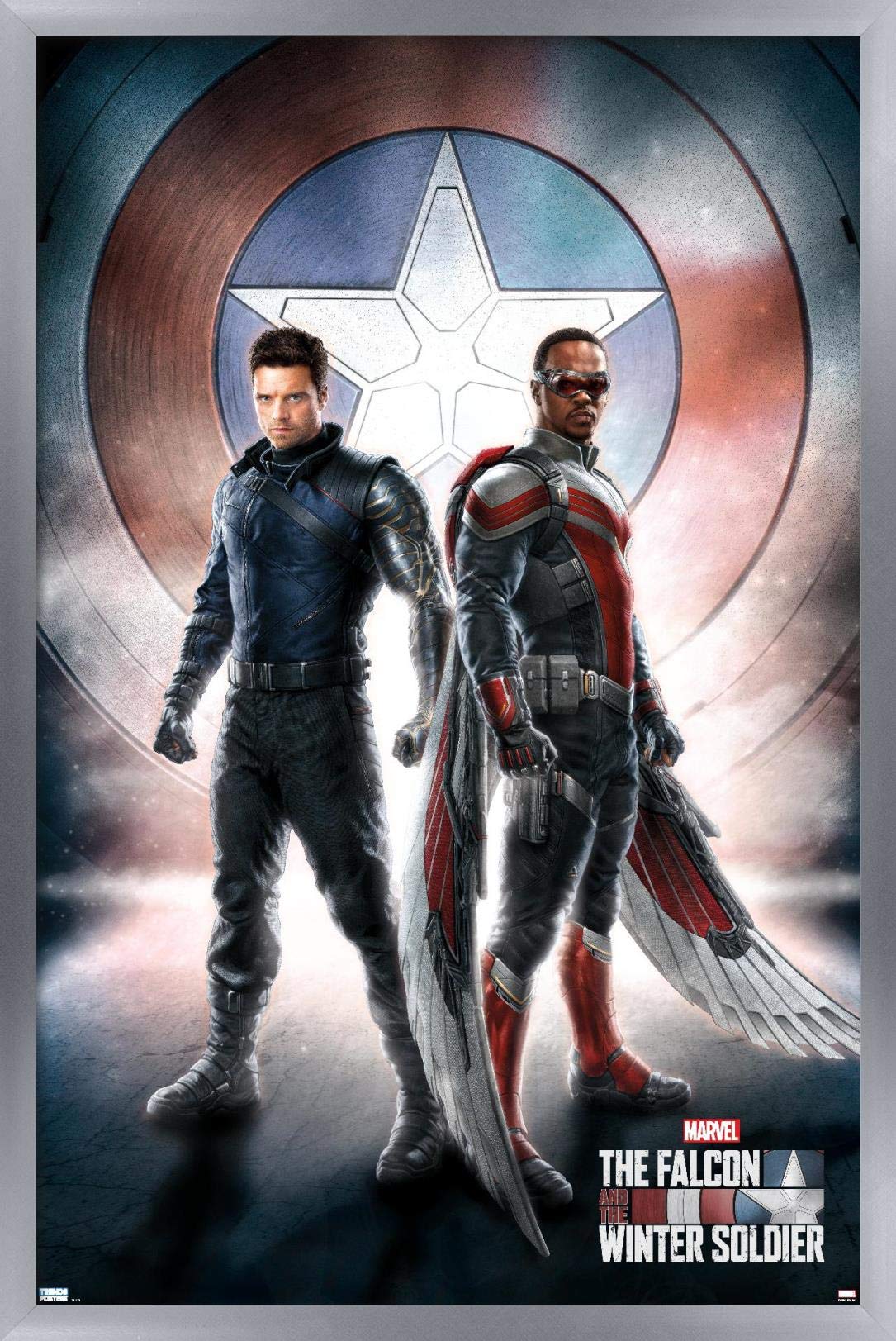 Trends International Marvel Television - Falcon And Winter Soldier - One Sheet Wall Poster, 14.725'' X 22.375'', Silver Framed V
