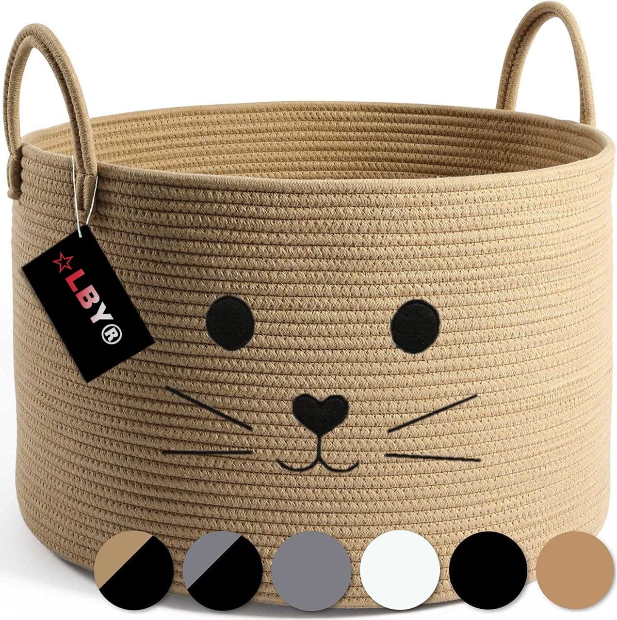 Alby Woven Baskets Bins For Shelf Storage &Organizing,Cotton Rope Cube Bins, Decor Woven Storage Bins, Round Storage Basket For 