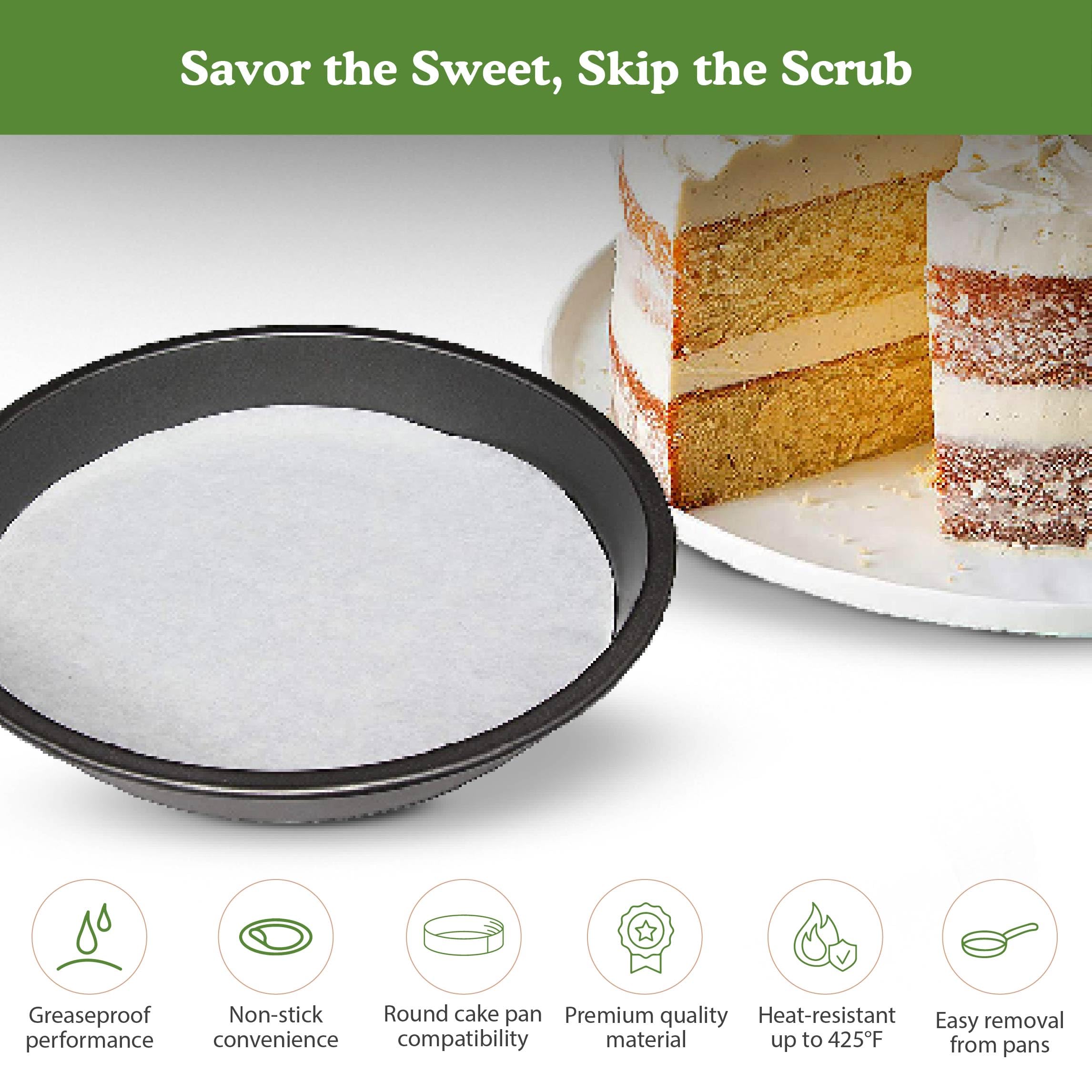 Regency Wraps Parchment Paper Circles For Round Cake Pans, Greaseproof Liners For Non-Stick Baking, 8'' (Pack Of 50), White