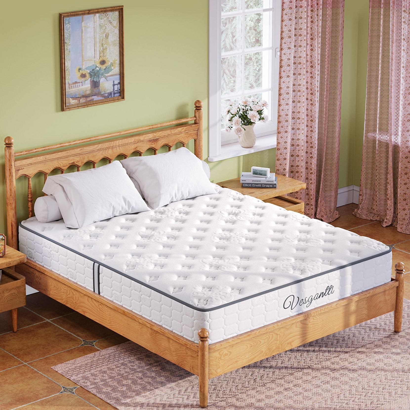 Vesgantti Queen Mattress, 10 Inch Innerspring Multilayer Hybrid Queen Size Mattress, Ergonomic Design With Breathable Foam And P