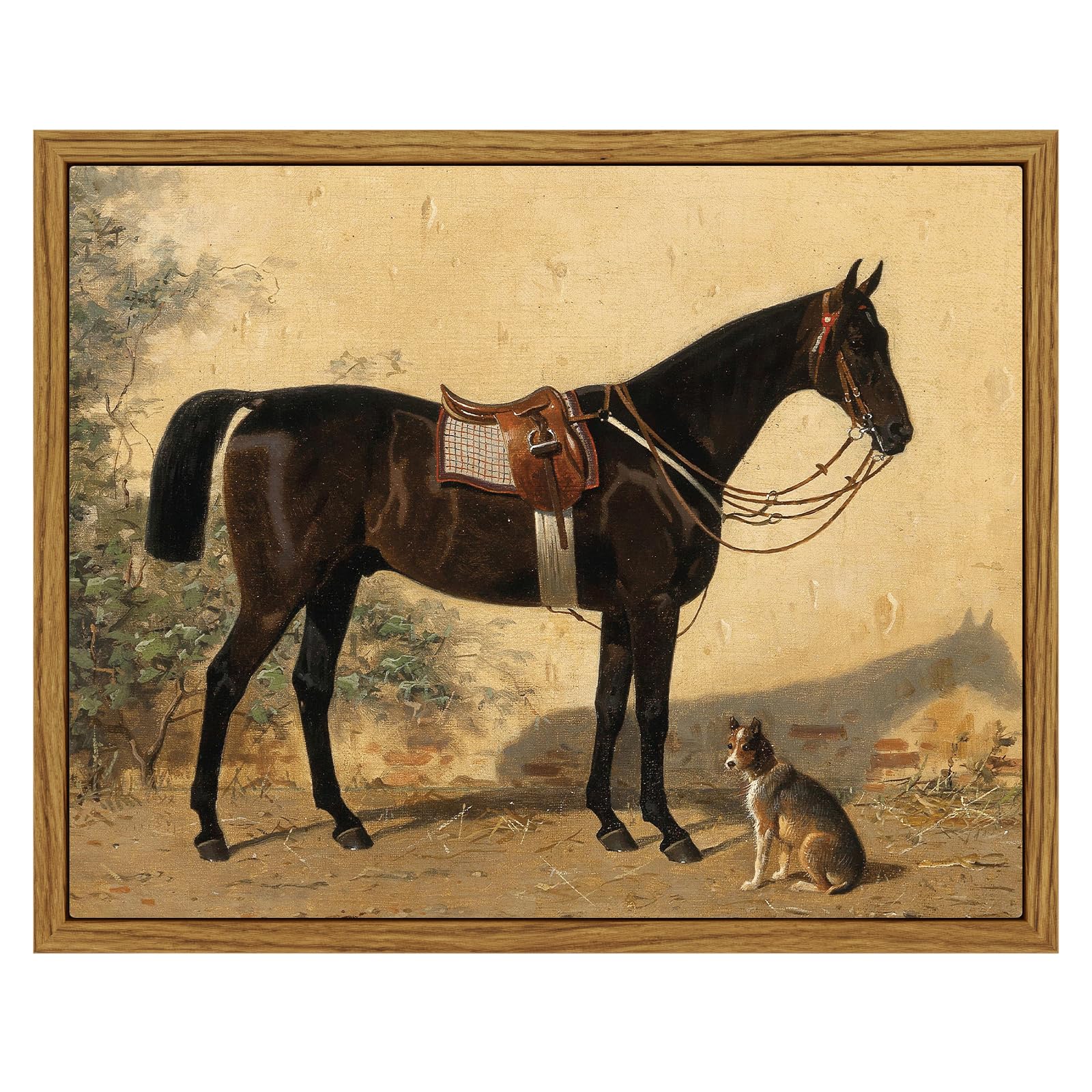 Arpeotcy Framed Canvas Horse Wall Art, Horse Art Print For Home Decor, Rustic Farmhouse Country Wall Decor For Living Room, Bedr