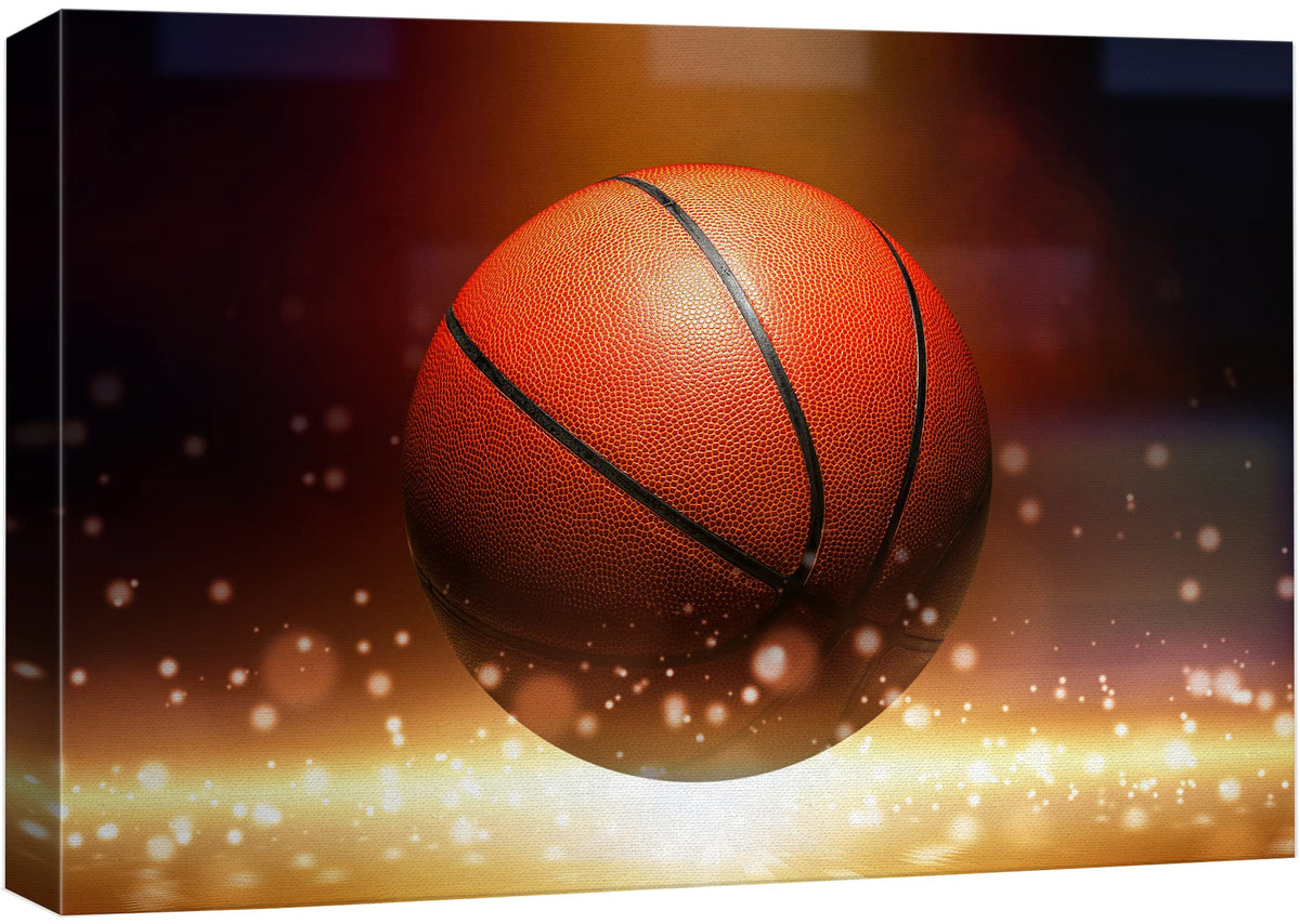 Wall26 Canvas Print Wall Art Bokeh Effect Sparkle Vibrant Neon Basketball Boys Room Decor Sports Fitness Photography Realism Dec