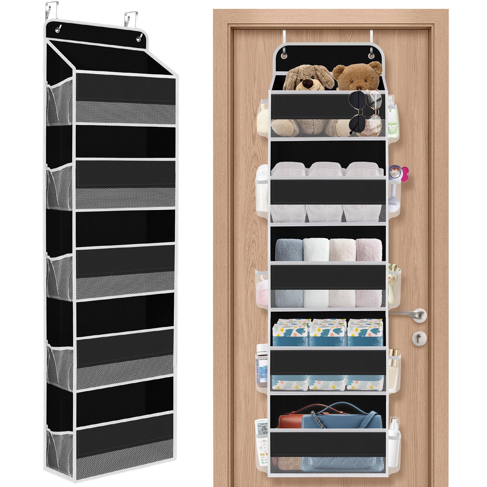 SpaceHacks 1 Pack Over The Door Organizer, Hanging Storage Organizer with Clear Window, 40lb Ultra Sturdy Large Capacity Room Or