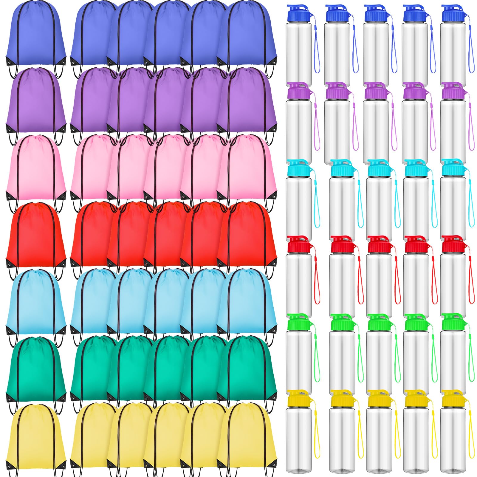Skybooly 20 Sets 17oz Water Bottles Bulk and Drawstring Backpacks, Fresh