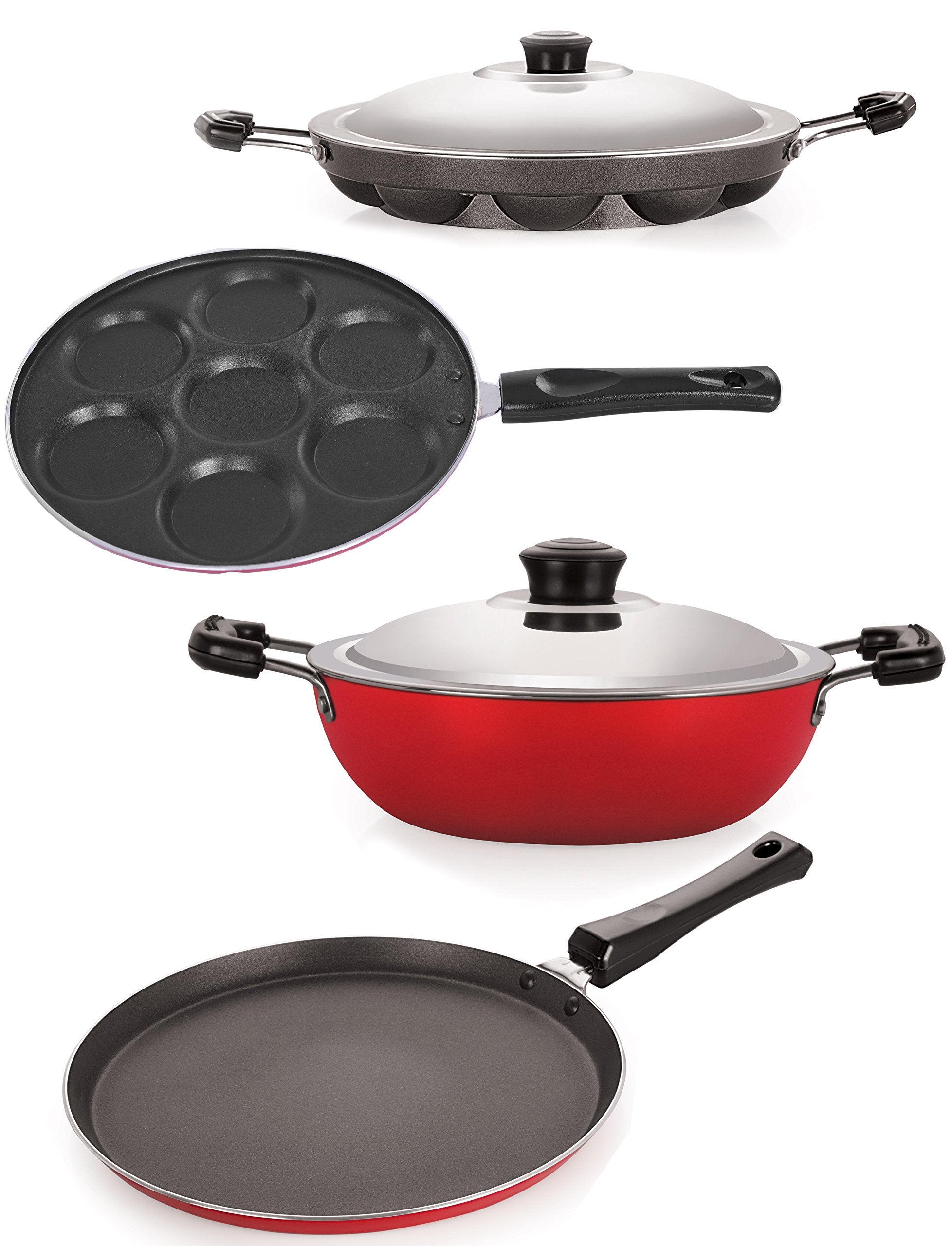 Nirlon NonStick Aluminum Kitchen Cookware Pots And Pans Set 4Piece