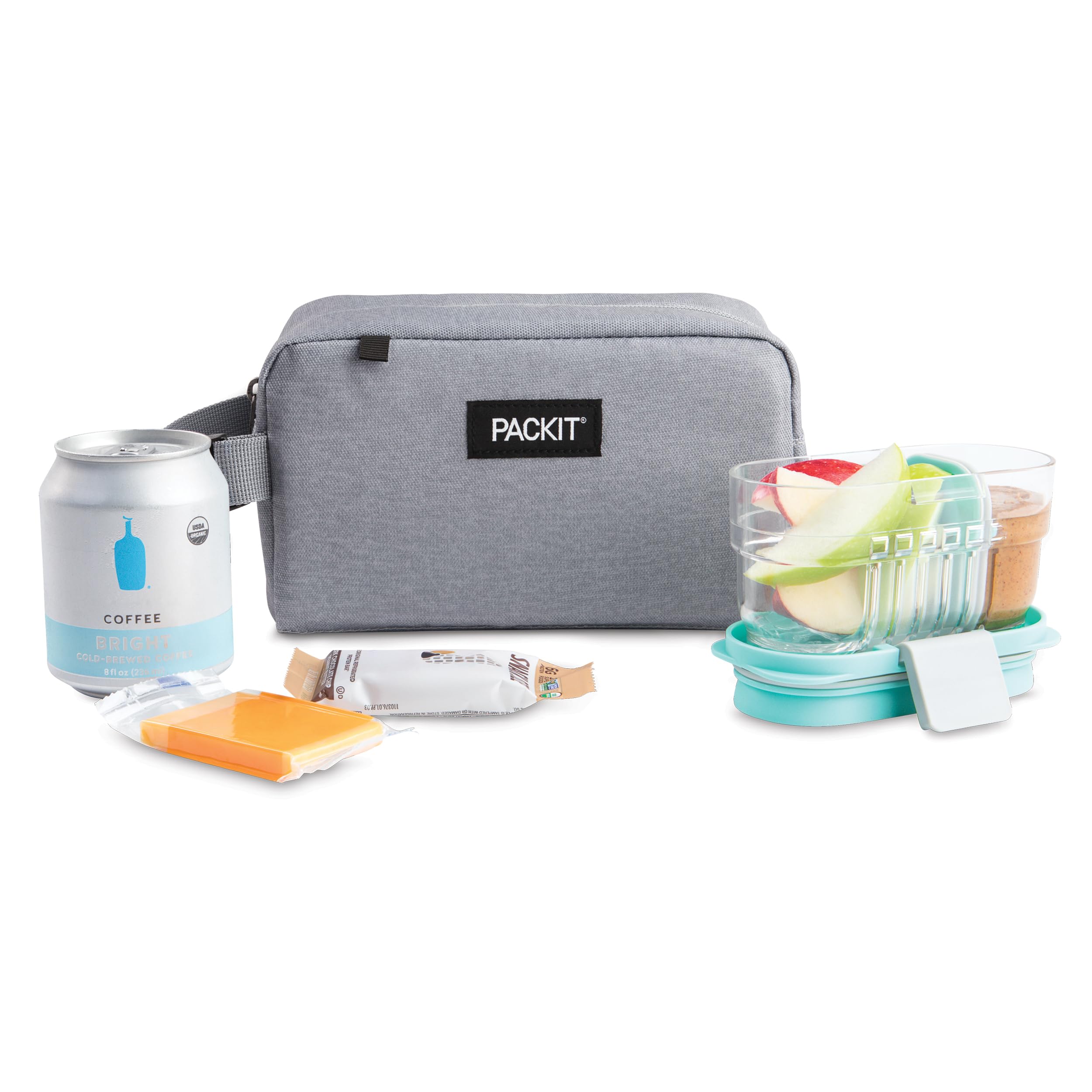 Packit Freezable Snack Box, Gray Fog, Built With Ecofreeze Technology, Collapsible, Reusable, Zip Closure With Buckle Handle, De