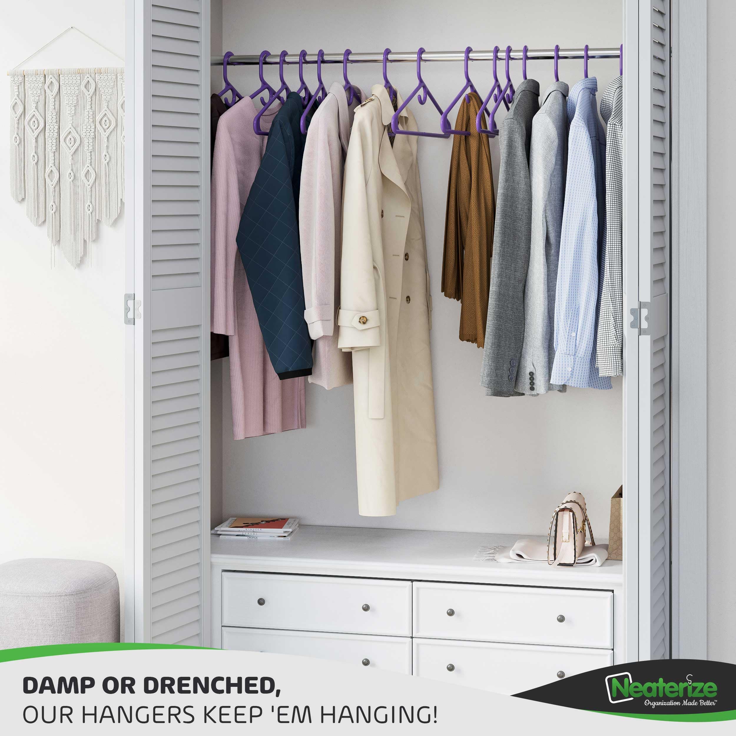 Ultra Heavy Duty Plastic Clothes Hangers - Purple - Durable Coat, Suit And Clothes Hanger. Perchas De Ropa (38 Pack - Purple)