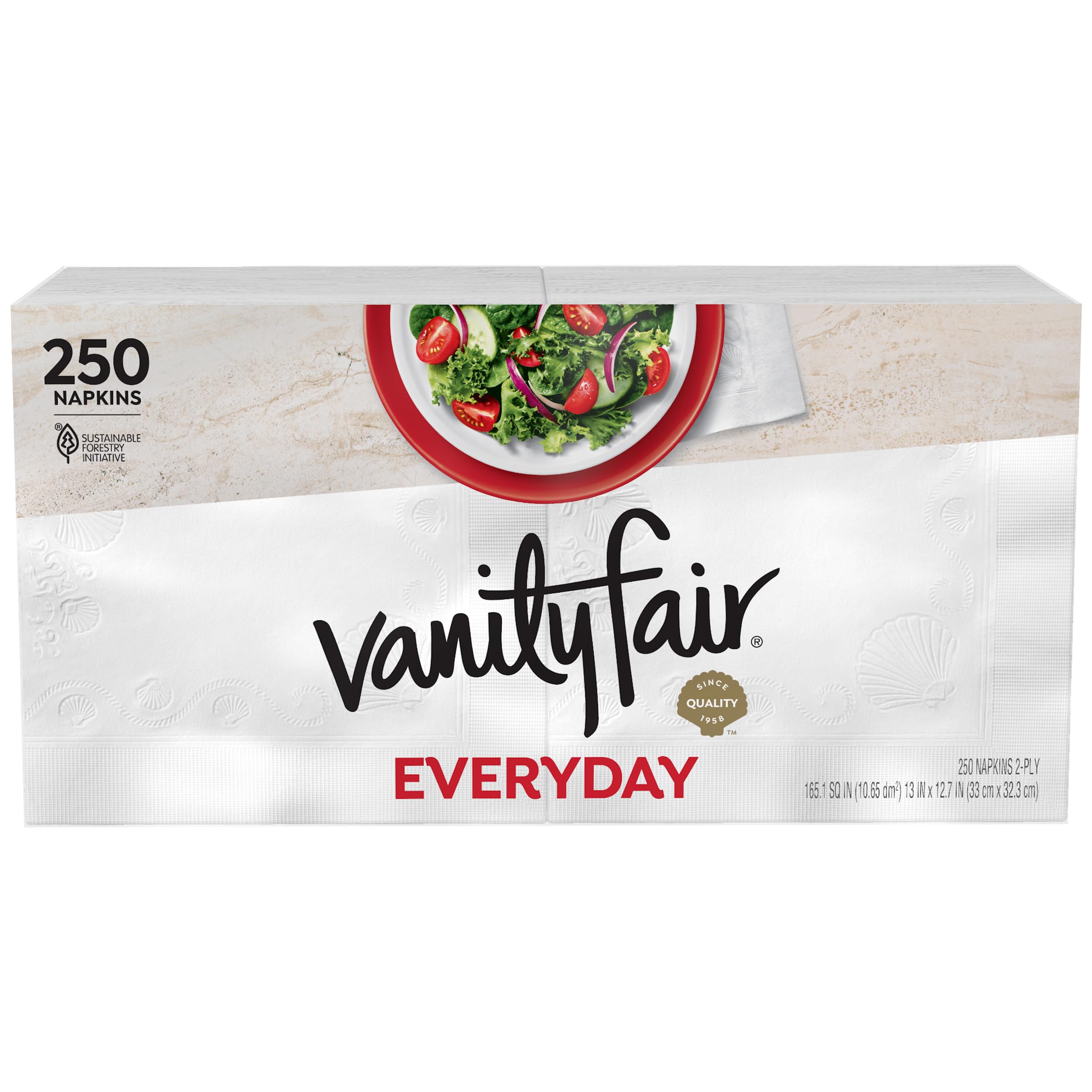 Vanity Fair Everyday Paper Napkins, 250 Count, Disposable Napkins Made Soft And Smooth For Everyday Meals