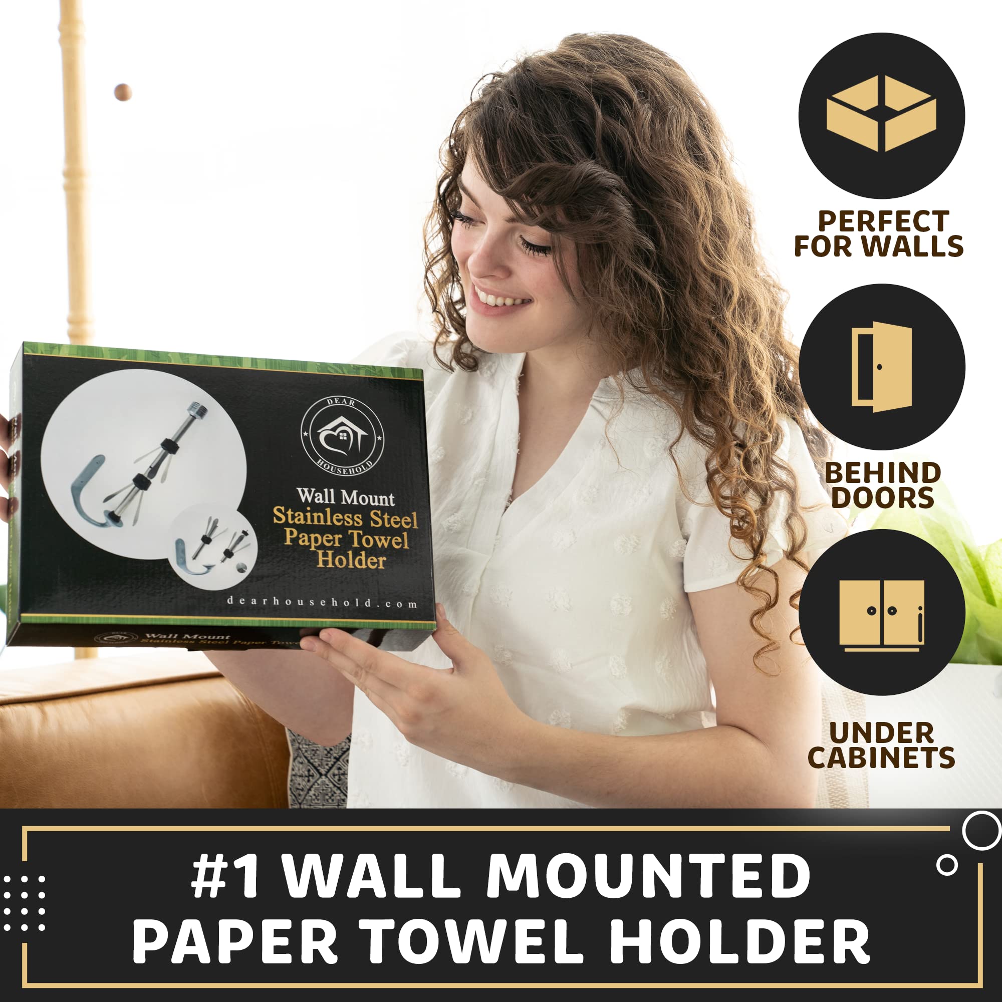 One Handed Tear Wall Mounted & Under Counter Paper Towel Holder Dispenser - Stainless Steel Wall Mount Paper Towel Holder - Easy