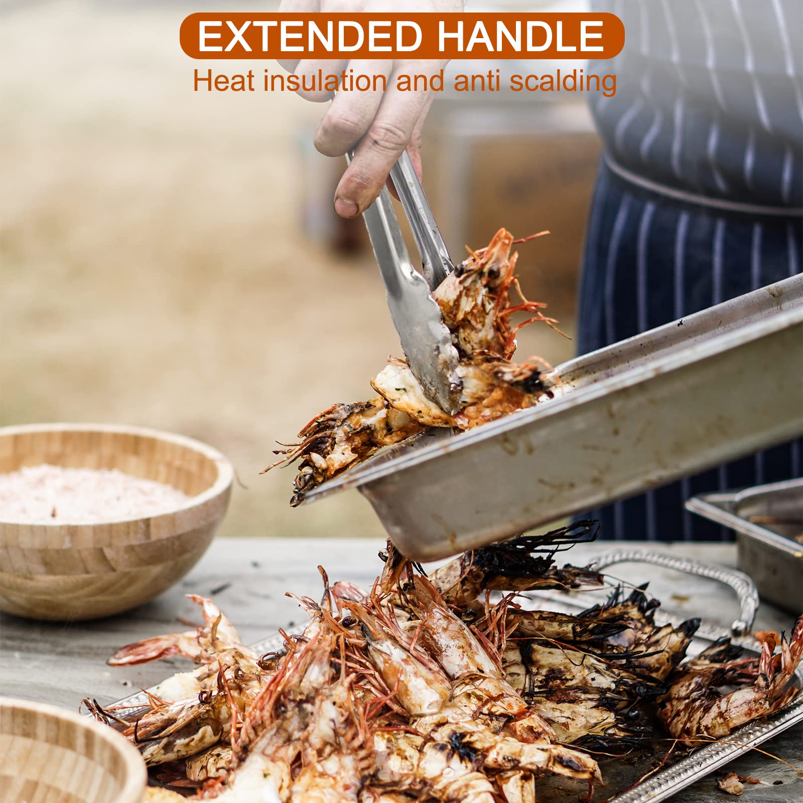 9 Pieces Stainless Steel Kitchen Tongs Grilling Locking Cooking Tongs Non-Slip Metal Food Tongs For Cooking, Salad And Bbq, 7, 9