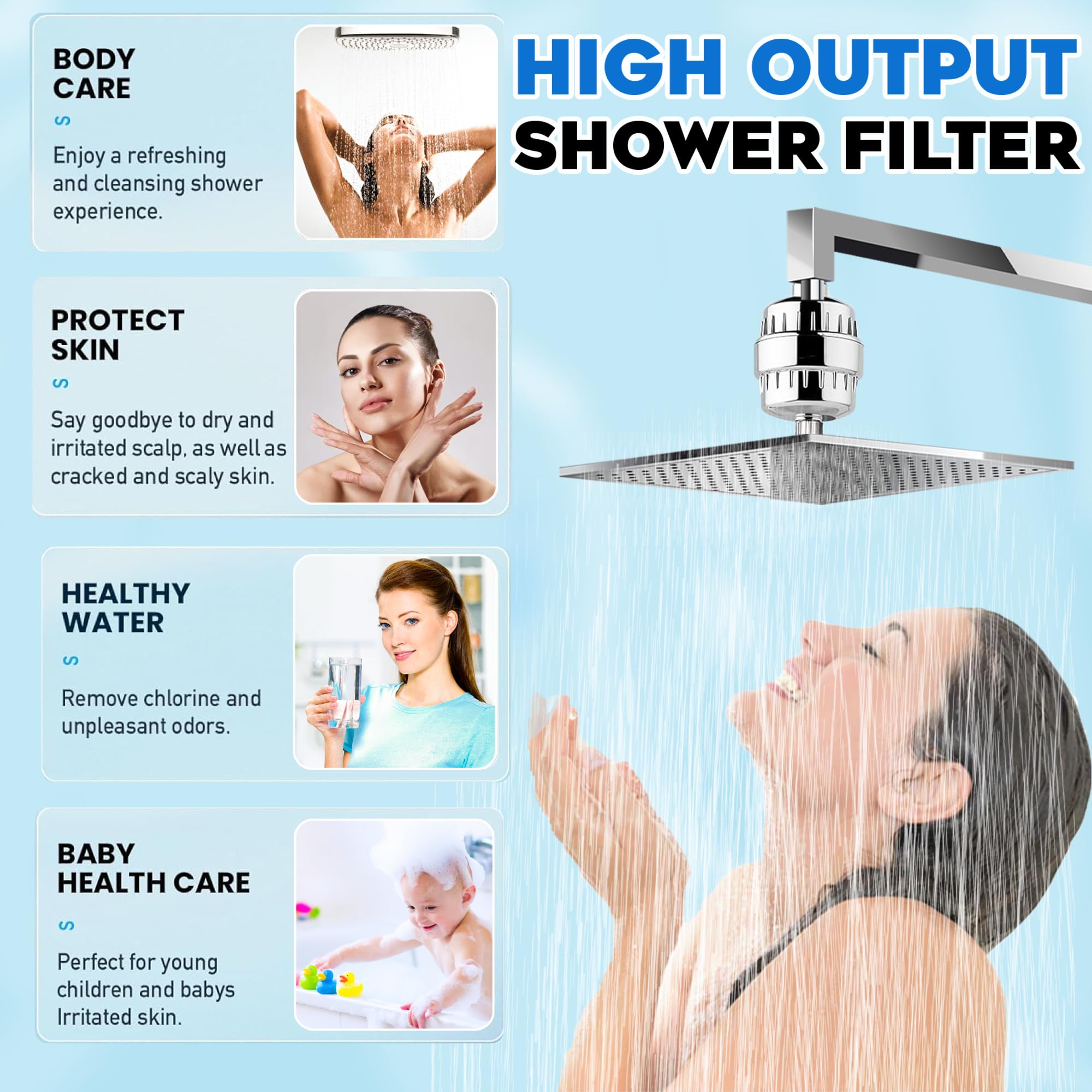 20 Stage Shower Head Filter For Hard Water With Vitamin C E To Remove Chlorine, Shower Filter With Replaceable Cartridges For Dr