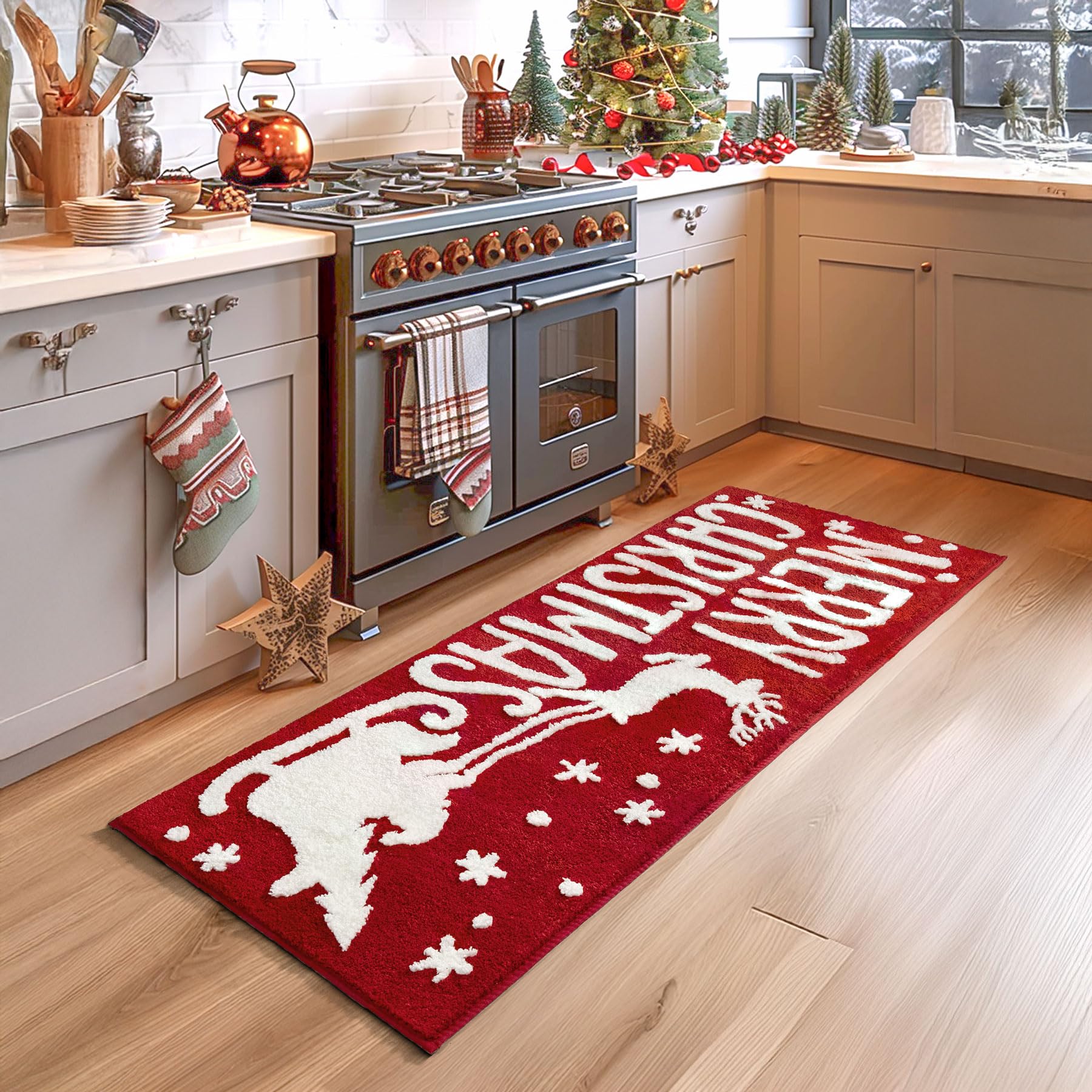 Nymphia Christmas Bath Mat, Red Bathroom Rugs Christmas Bathroom Decor, Extra Soft Absorbent Bath Rugs Cute Holiday Decorative N