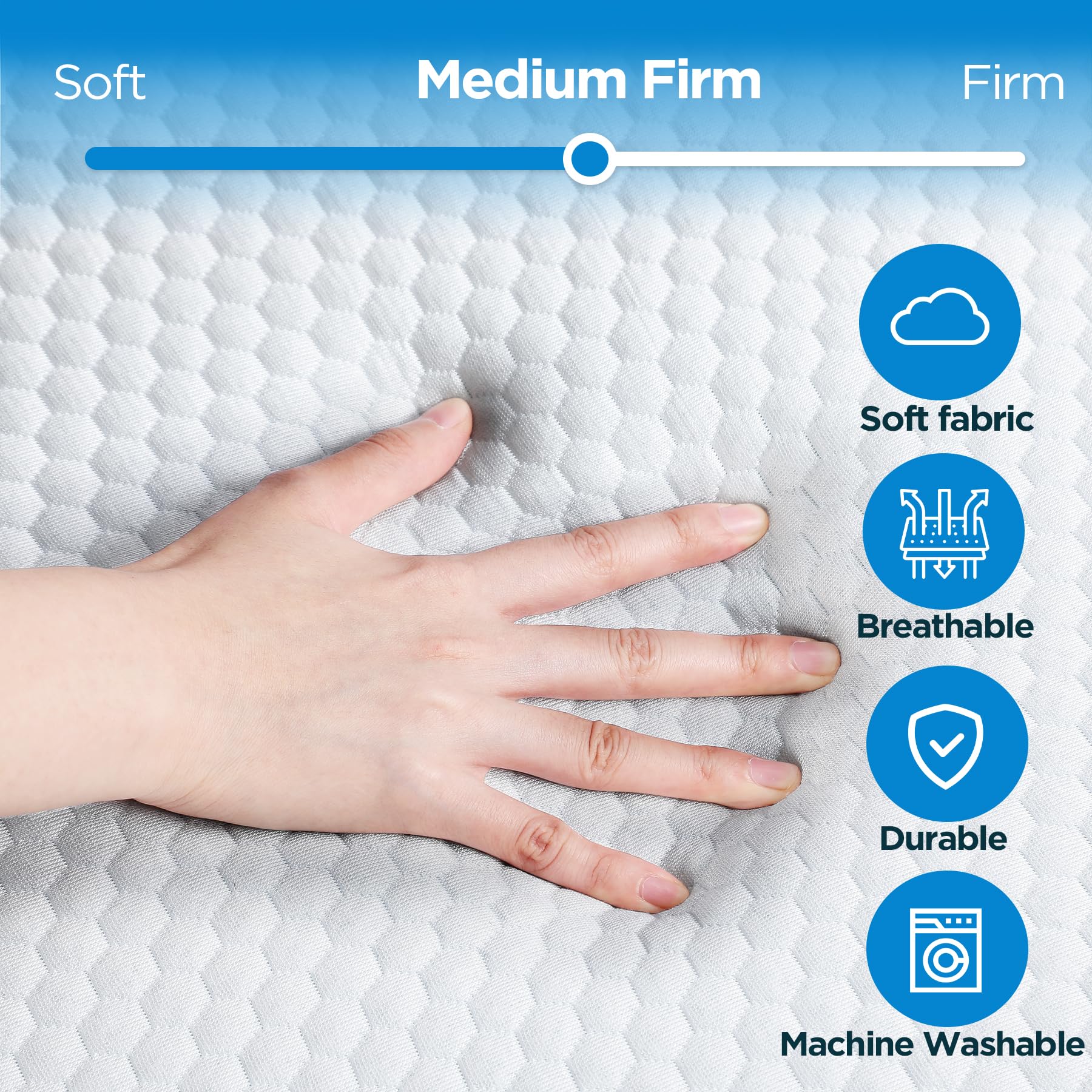 Folding Mattress, 6 Inch Cot Tri-Fold Memory Foam Mattress Topper With Washable Cover,Cooling Mattress Pad For College Dorm Sing
