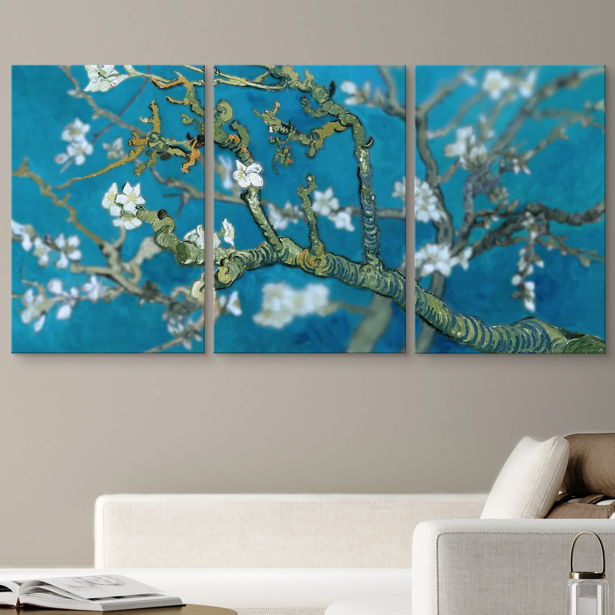 Wall26 Canvas Print Wall Art Set Almond Blossoms By Vincent Van Gogh Floral Flower Illustrations Fine Art Rustic Closeup Multico