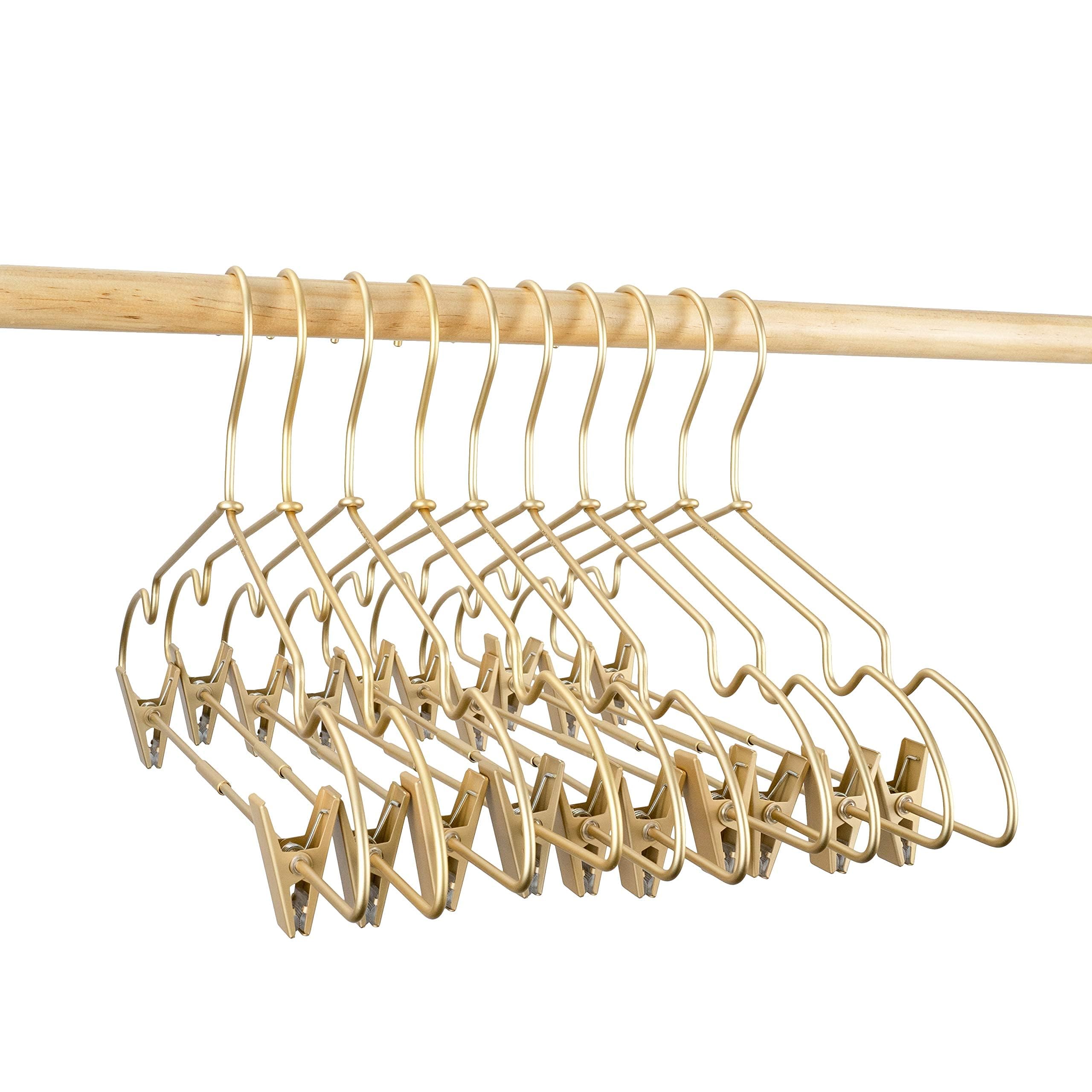 Koobay 12.5'' Gold Metal Baby Clothes Clips Hanger Children Kids Coat Hanger Display And Storage 10Pack