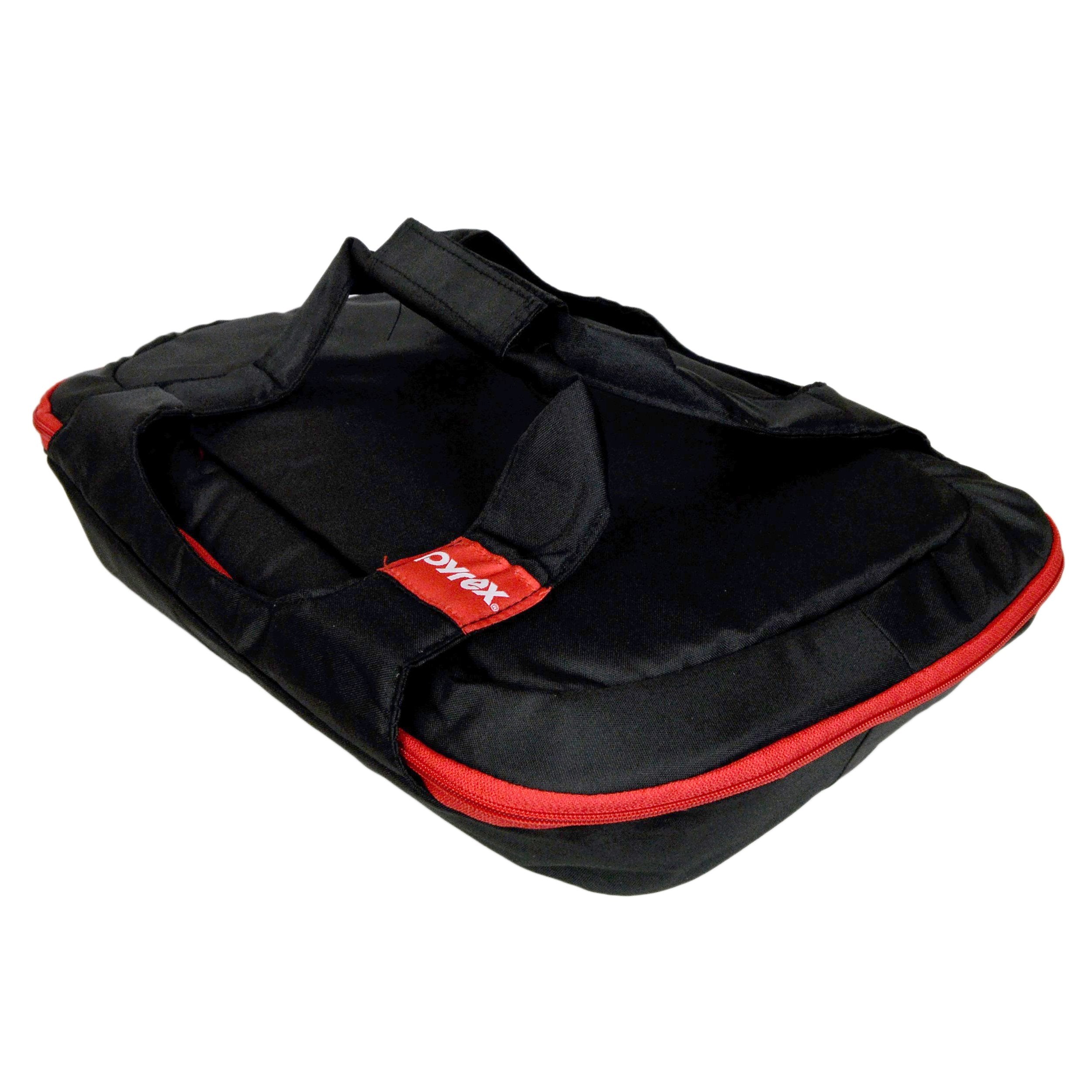Pyrex 3Qt Portables Black/Red Insulated Casserole Carry Tote  Made in USA