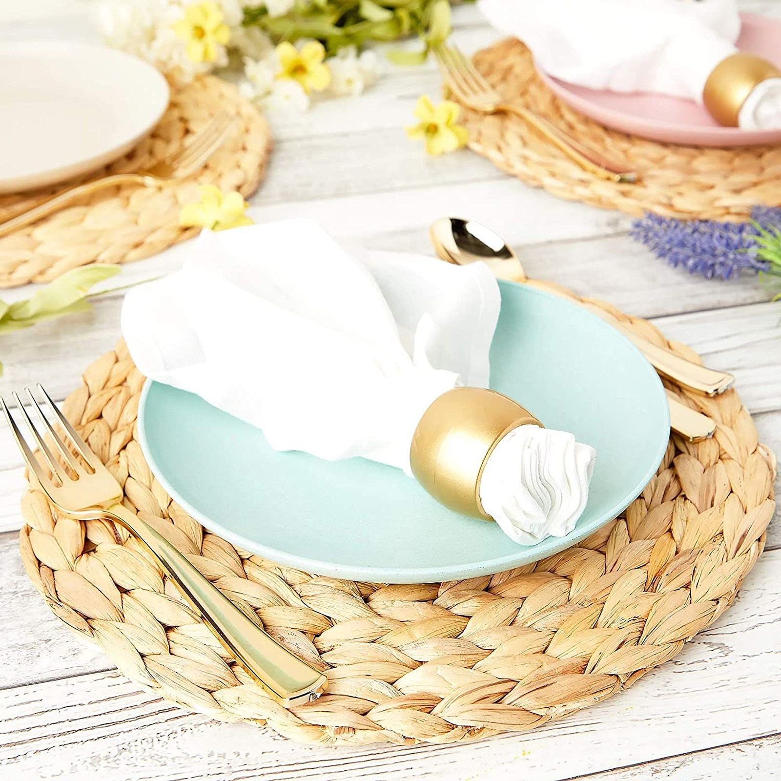 Farmlyn Creek Round Jute Woven Hyacinth Placemats (11.8 In, 4 Pack)