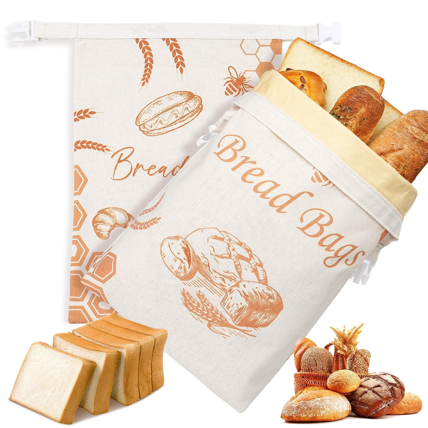 Beeswax Bread Bags for Sourdough(2 Pack), Wax bread bags for homemade bread, Beeswax Bread Bag, Keep Freshness, Beeswax bags for