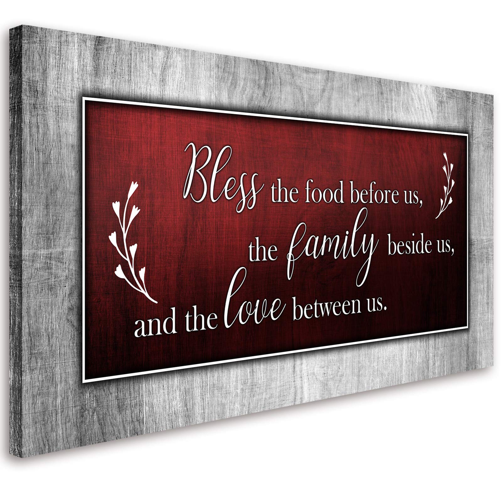 Motivational Quotes Christian Wall Art Red And Grey Canvas Prints Bless The Food Quote Wall Pictures Framed Artwork For Home Liv