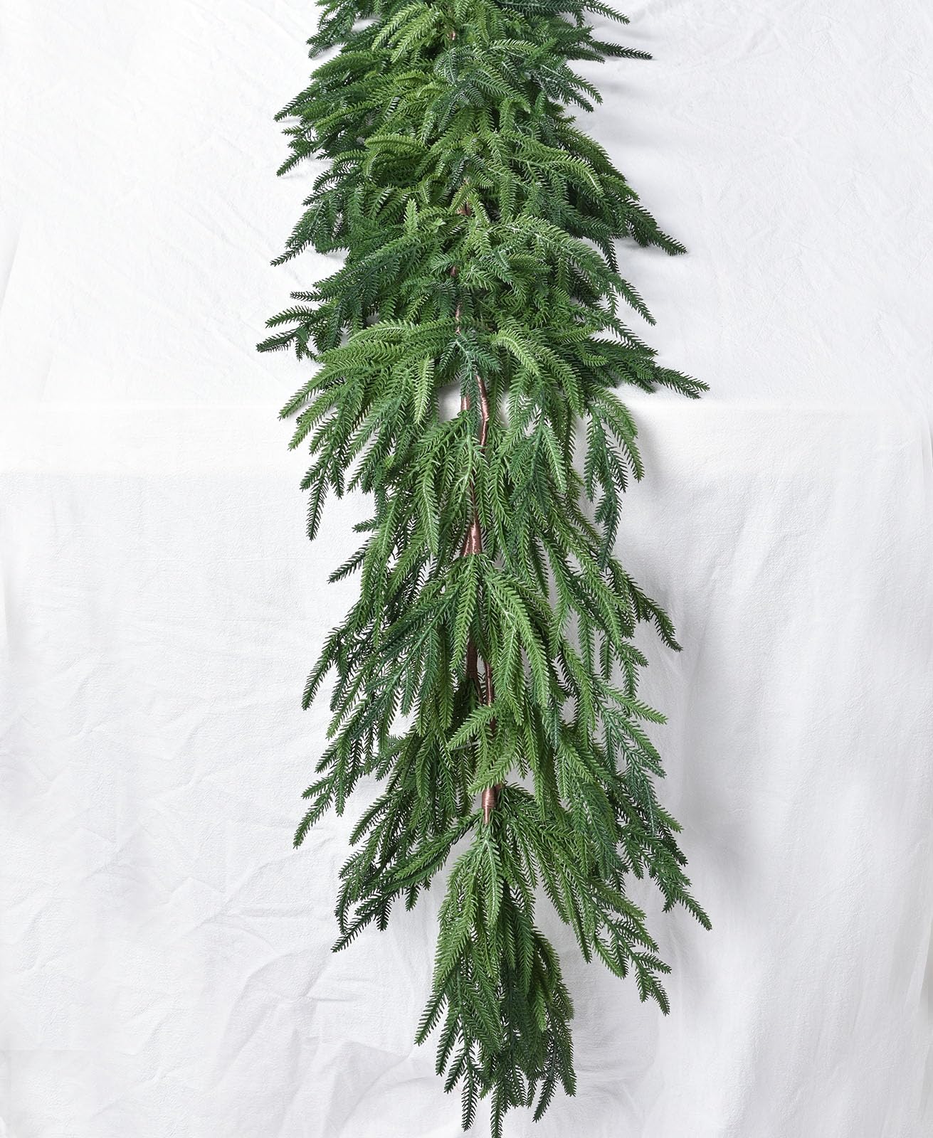 Lvydec Christmas Norfolk Pine Garlands, Real Touch Artificial Pine Greenery Garlands Faux Christmas Cedar Garland for Mantle, Ho