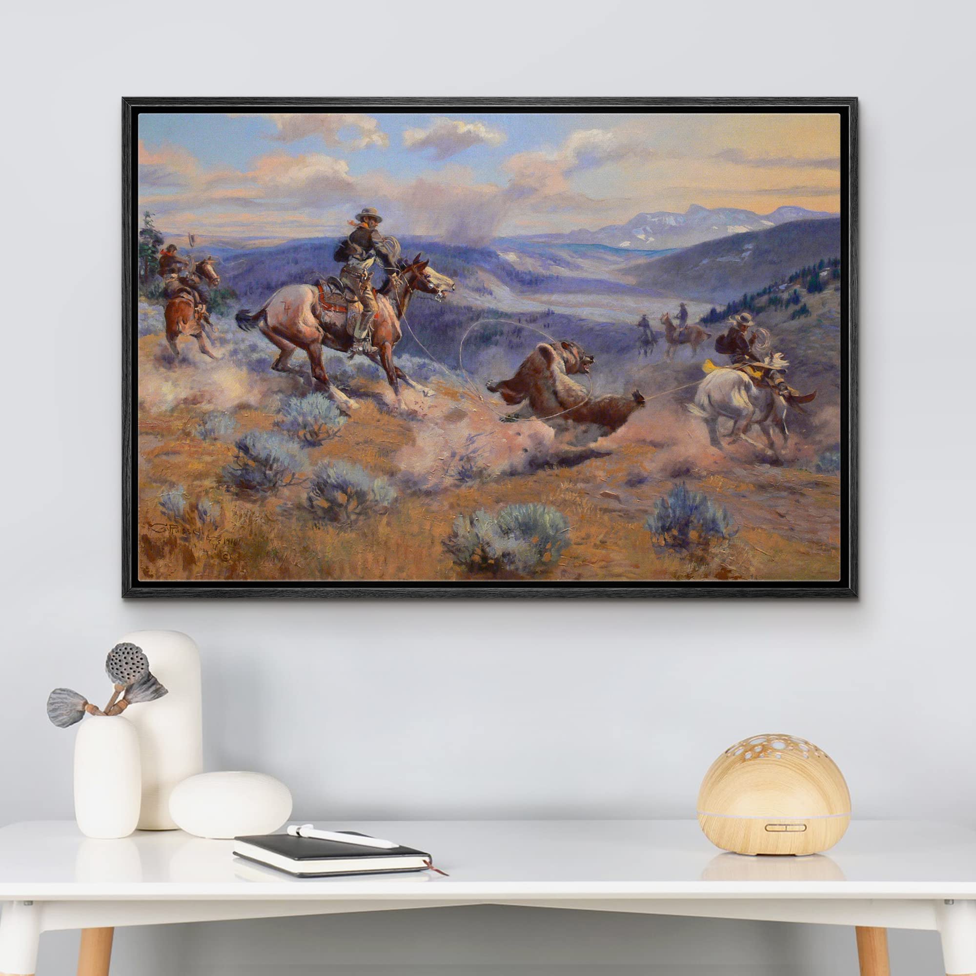 Wall26 Framed Canvas Print Wall Art Swift Horses Are Surer Than Lead By Charles Russell Animals Wildlife Illustrations Realism N