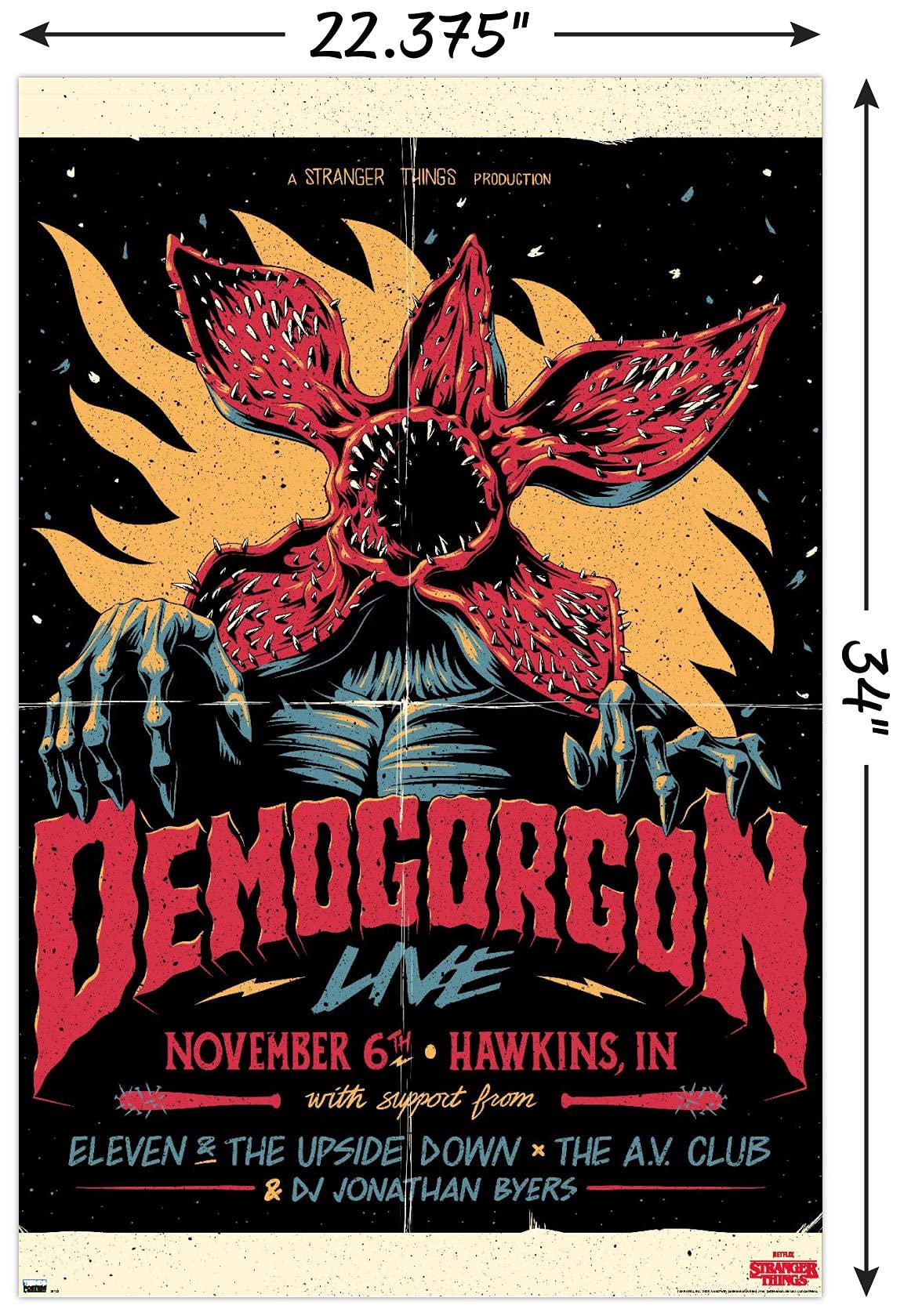 Trends International Netflix Stranger Things - Demogorgon Live Wall Poster, 22.375'' X 34'', Poster & Clip Bundle