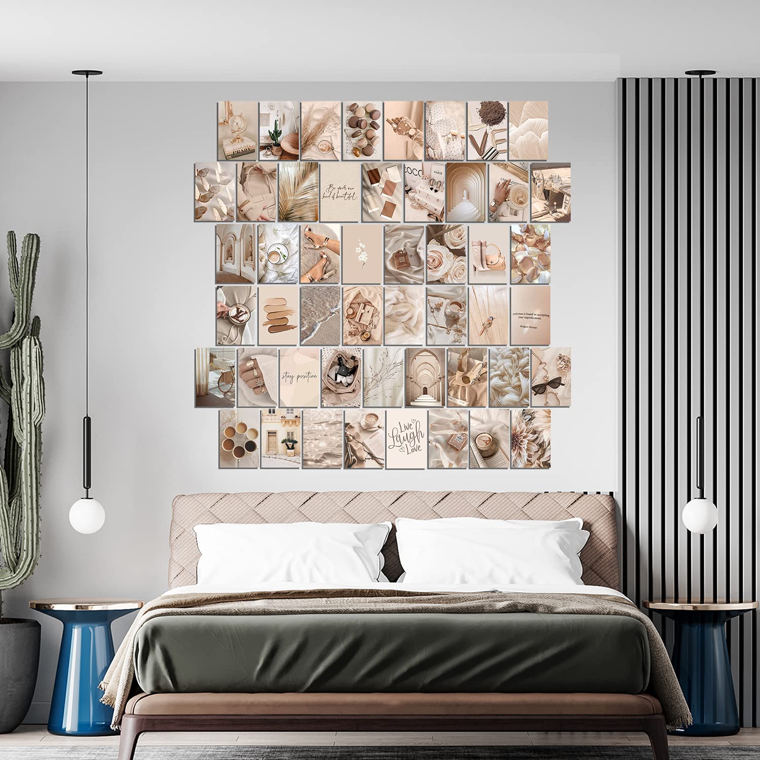 WOONKIT Beige Wall Collage Kit Aesthetic Pictures  Room Decor Aesthetic  Room Decor for Teen Girls  Photo Collage Kit for Wall Aesthetic  Room Decor for Bedroom Aesthetic  Trendy Teen  50PCS 4X6 IN